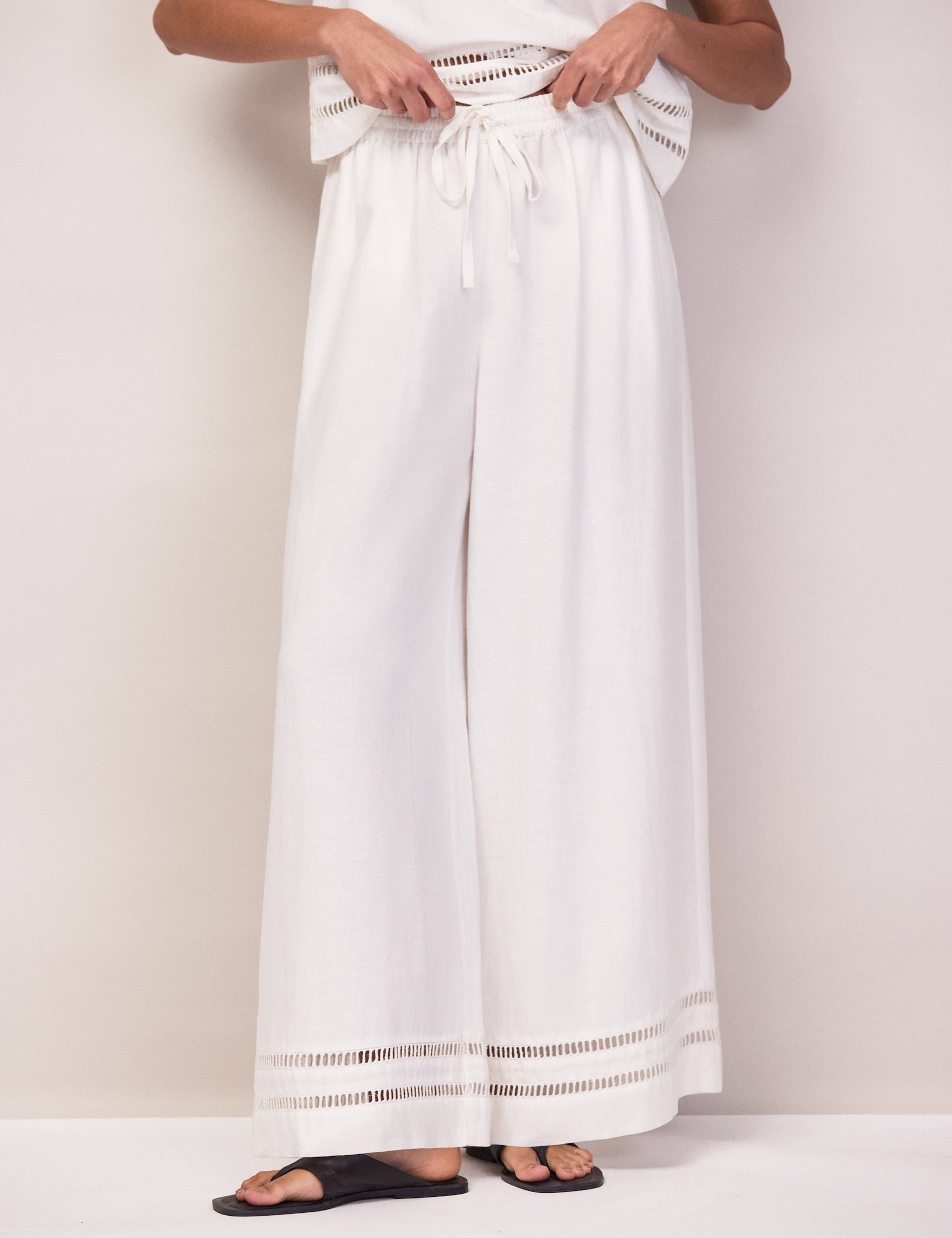 Cotton Blend Ladder Lace Wide Leg Trousers 6 of 7