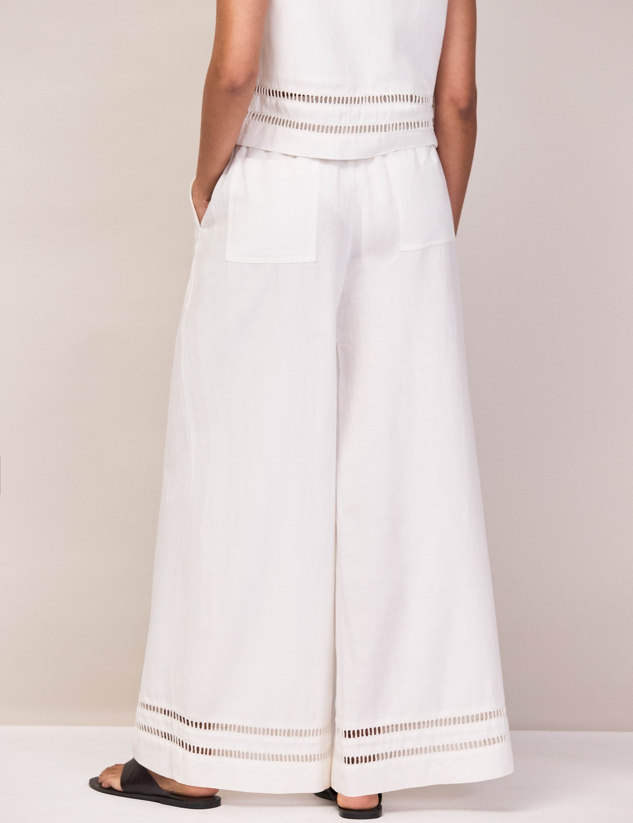 Cotton Blend Ladder Lace Wide Leg Trousers 7 of 7
