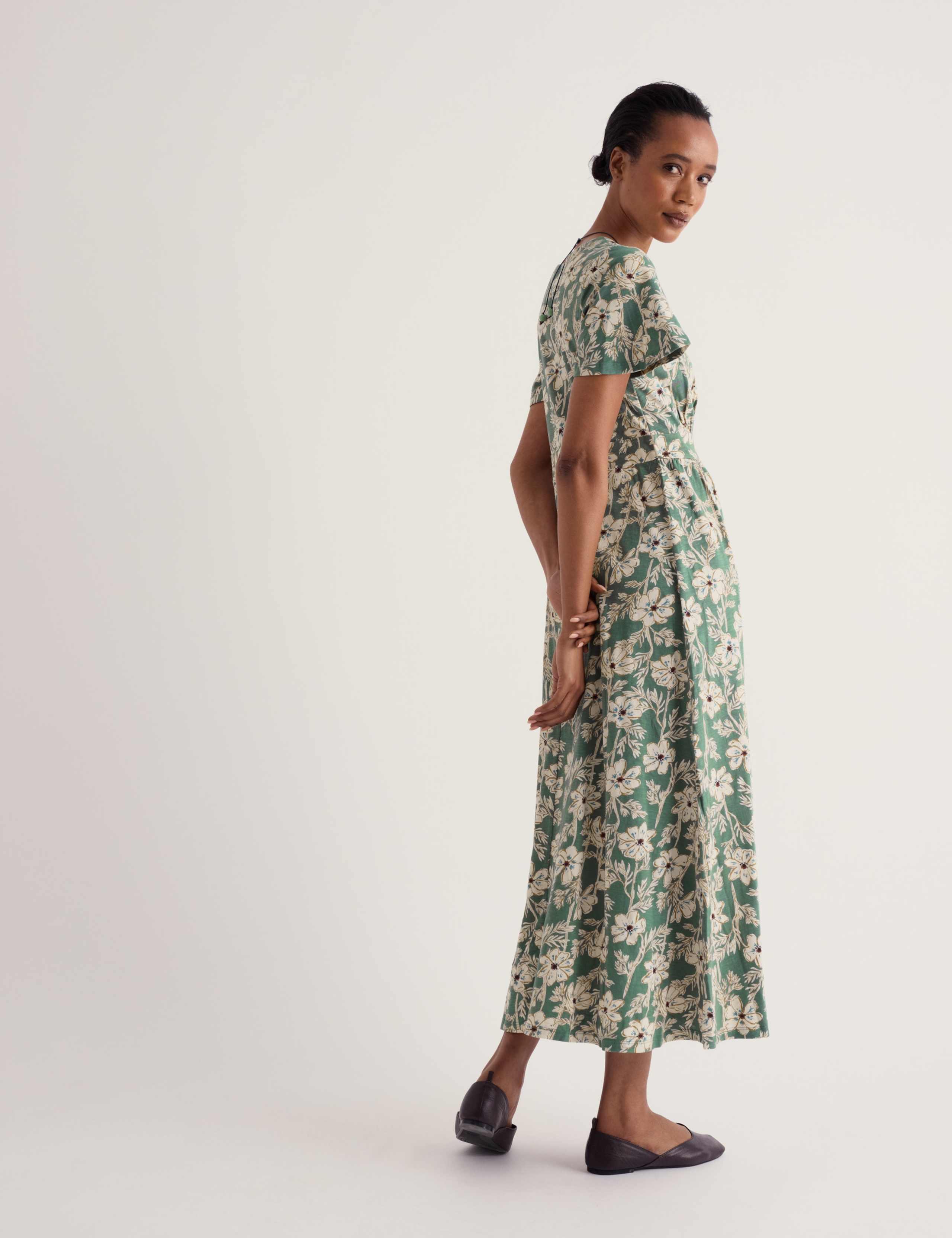 Pure Cotton Jersey Floral V-Neck Maxi Dress 3 of 5