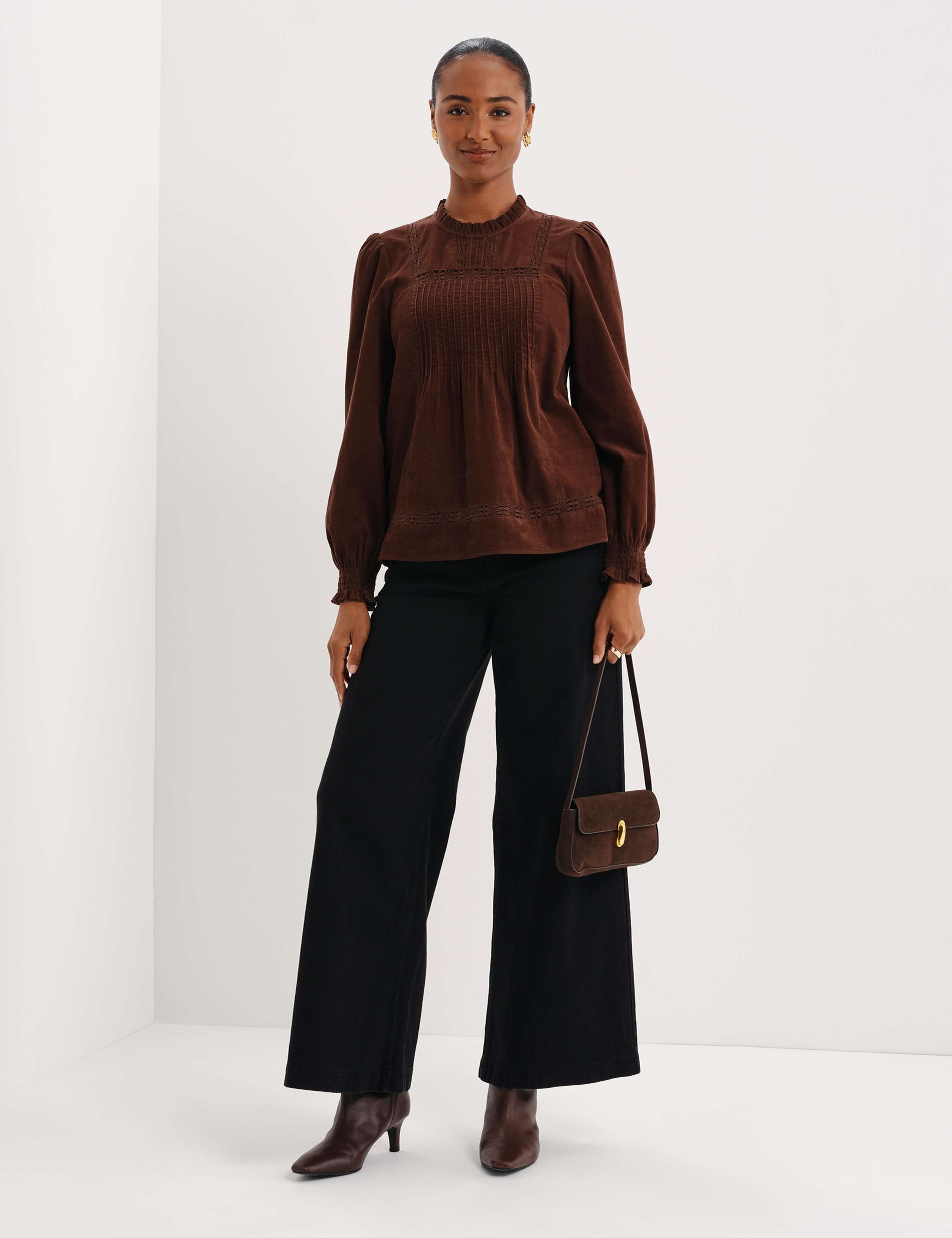 Cord High Neck Lace Detail Blouse 7 of 11