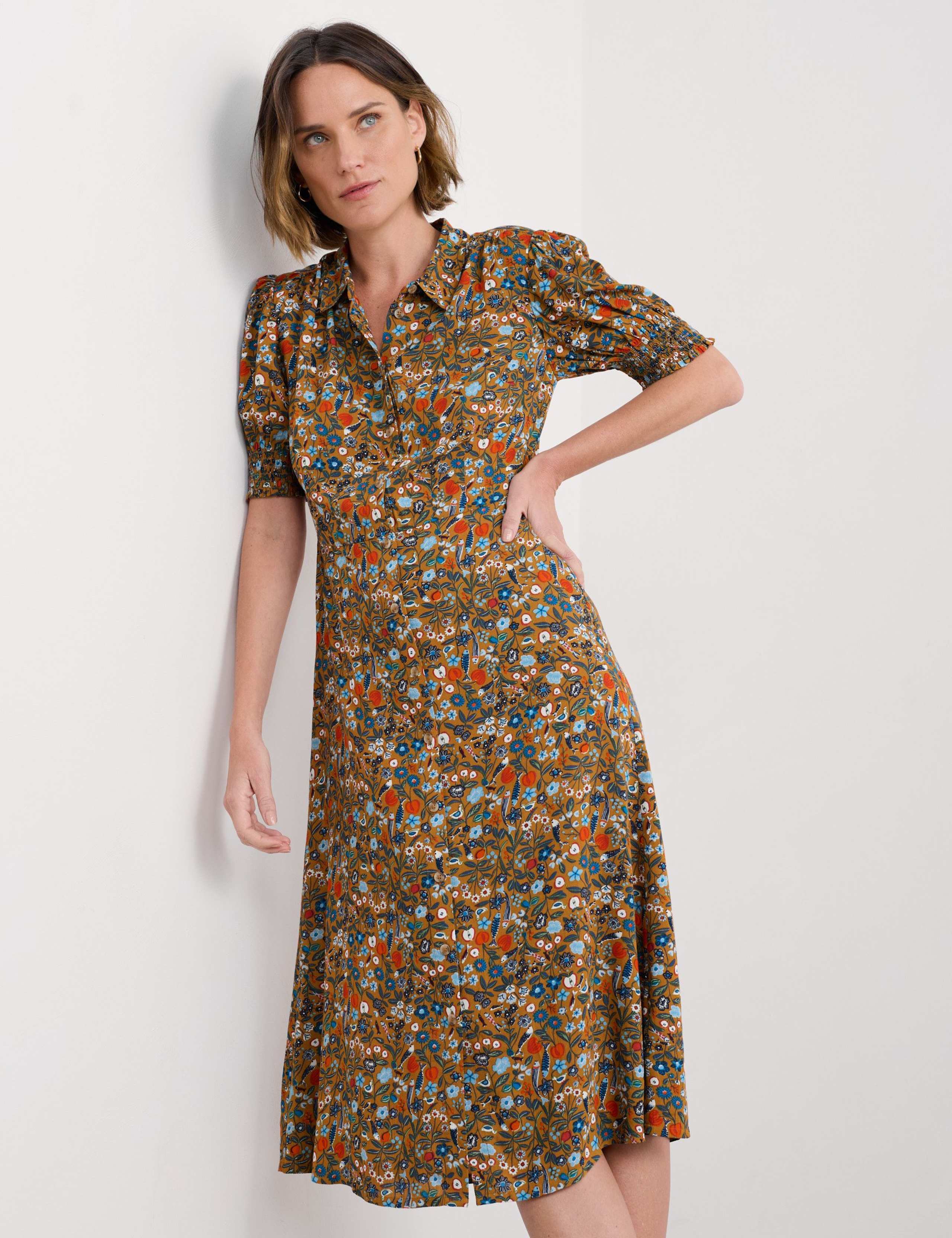 Floral Midi Shirt Dress 4 of 5
