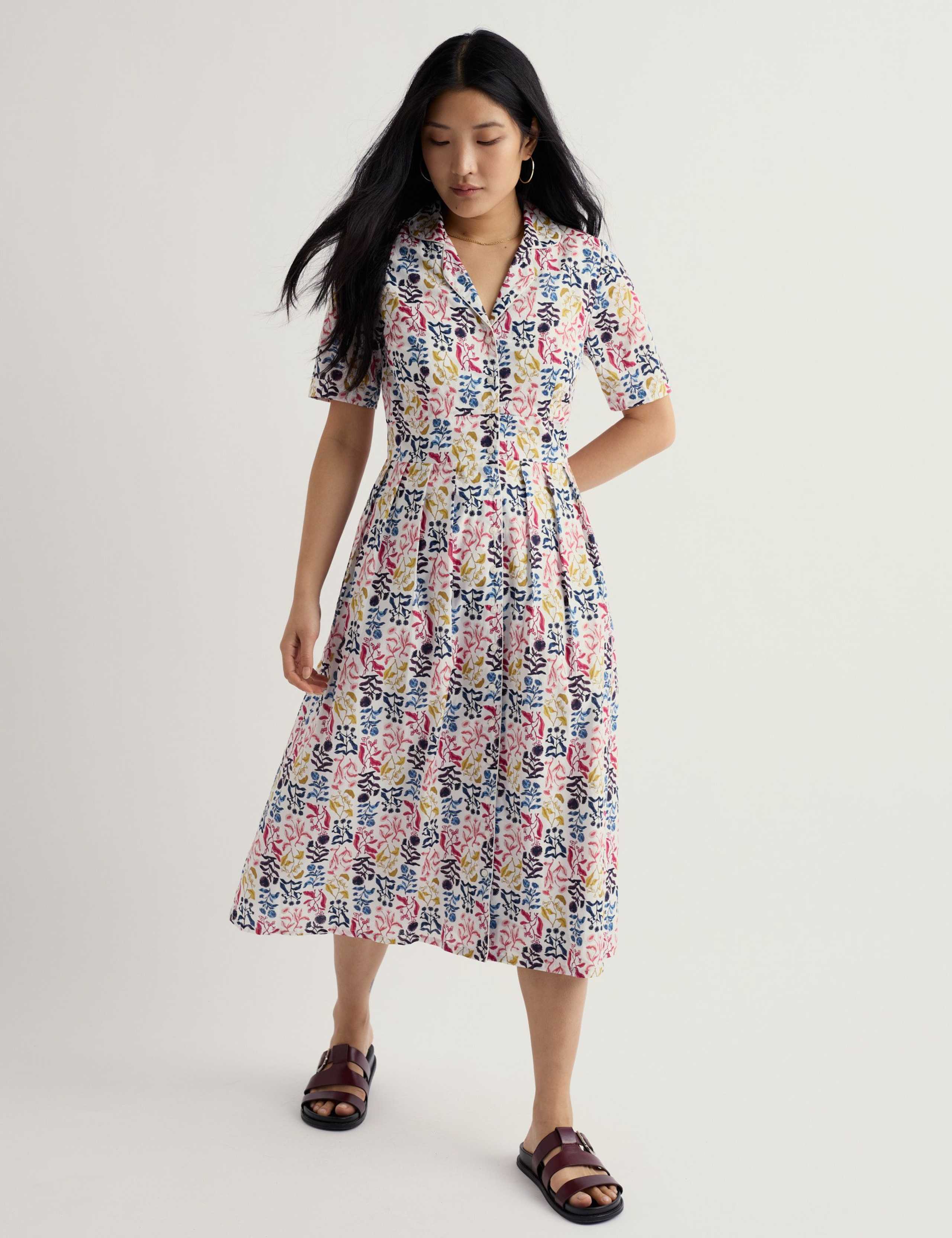 Pure Cotton Floral Midi Shirt Dress 1 of 5