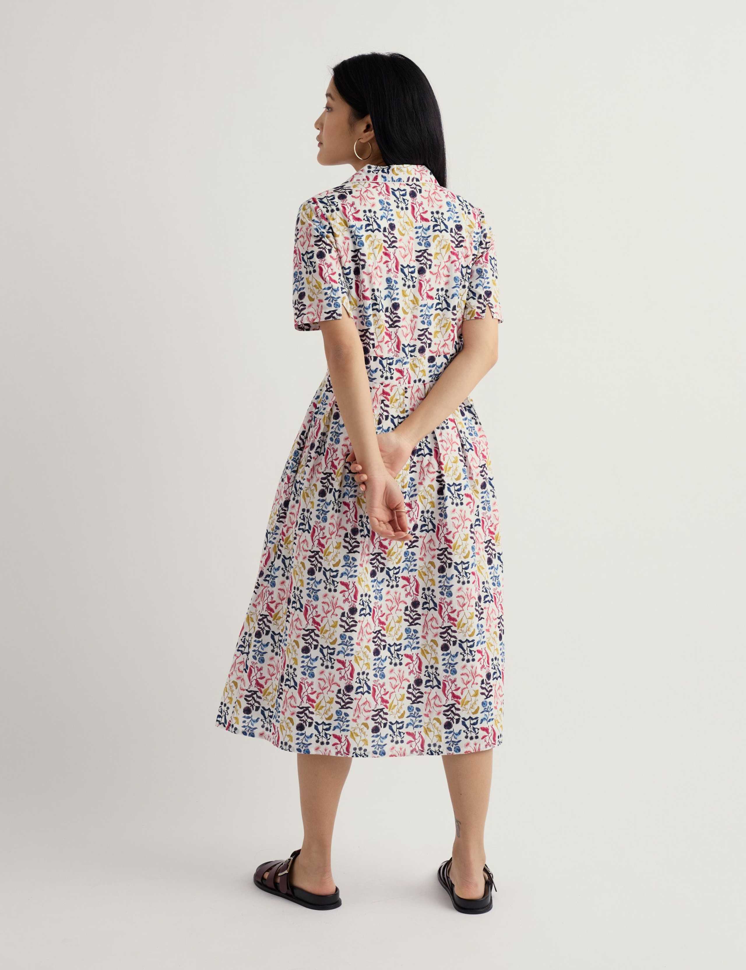 Pure Cotton Floral Midi Shirt Dress 4 of 5