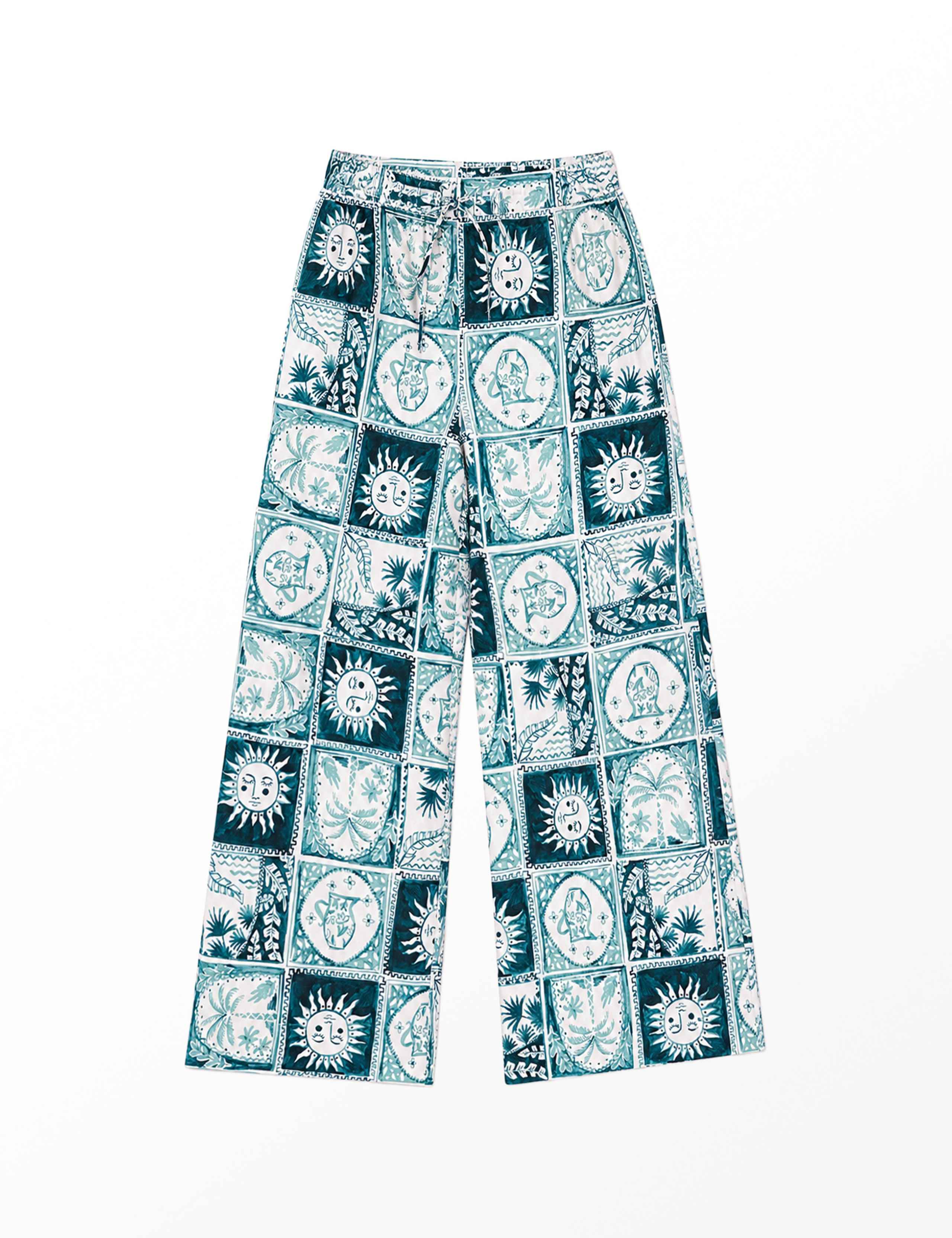 Zodiac Print Drawstring Wide Leg Trousers 2 of 7