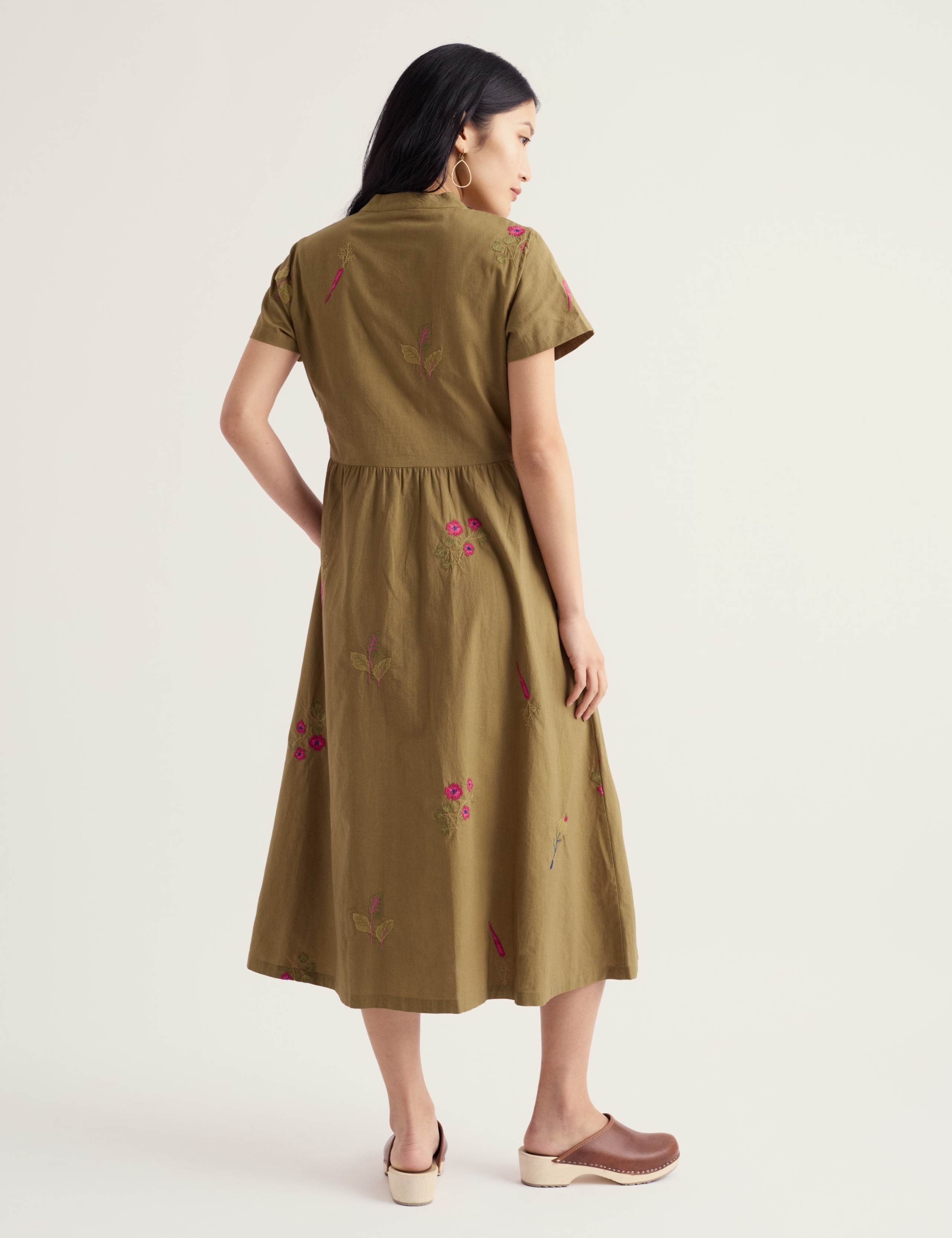 Pure Cotton Floral V-Neck Midi Shirt Dress 5 of 5