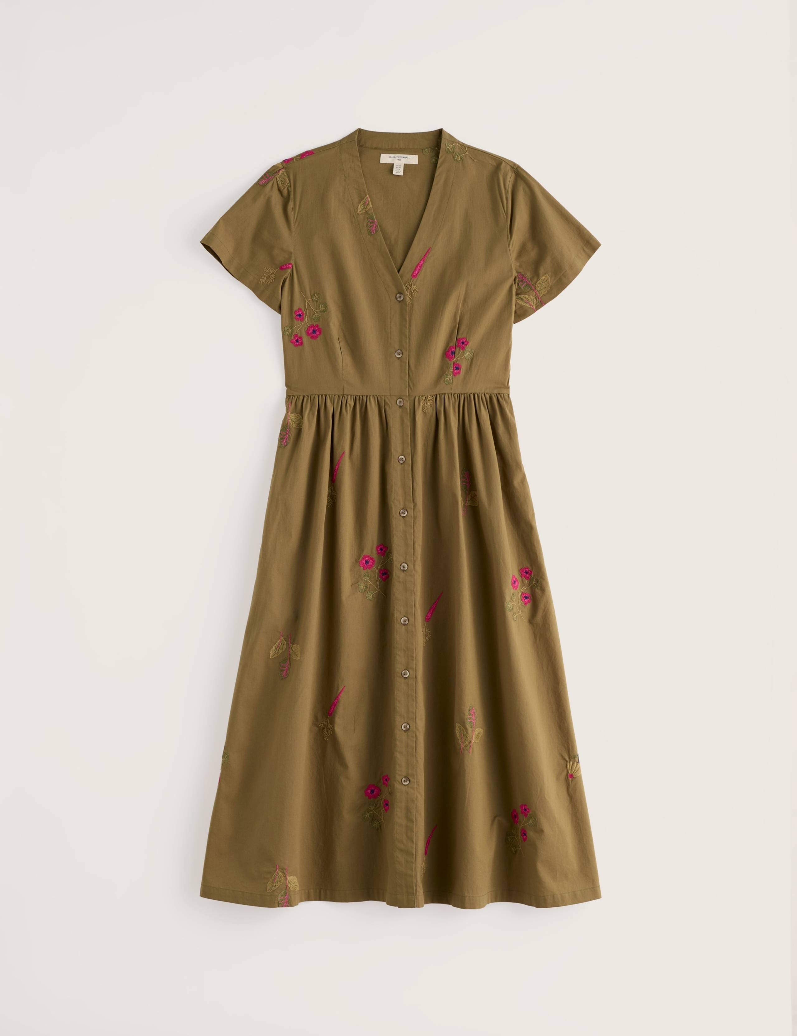 Pure Cotton Floral V-Neck Midi Shirt Dress 2 of 5