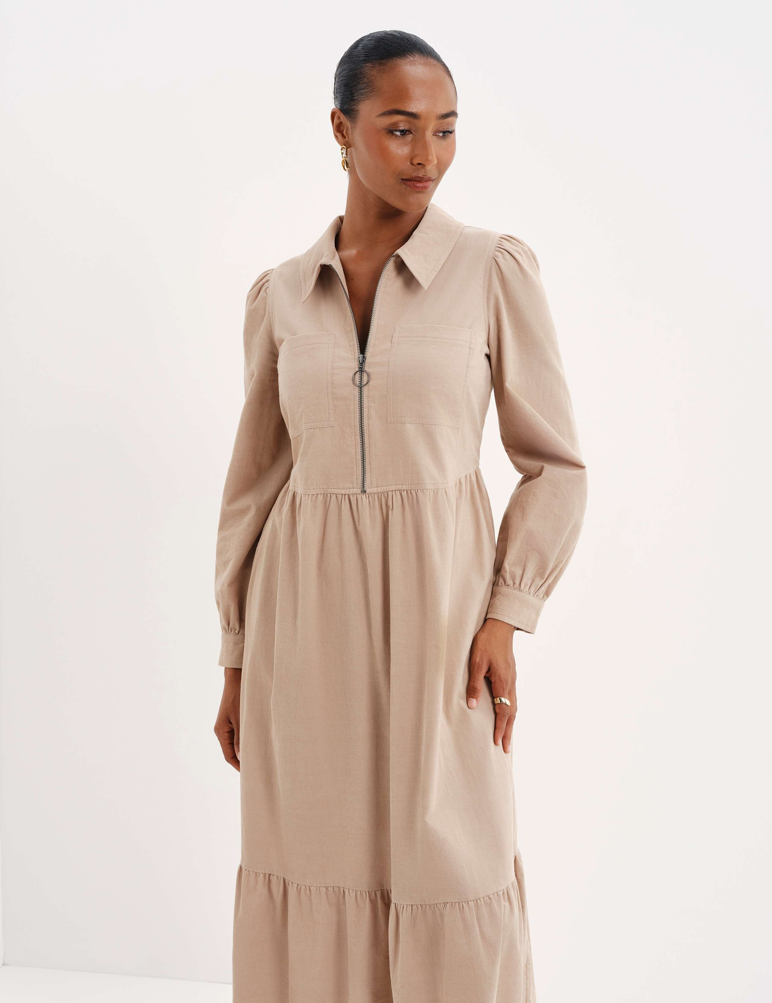 Cord Midi Shirt Dress 3 of 9