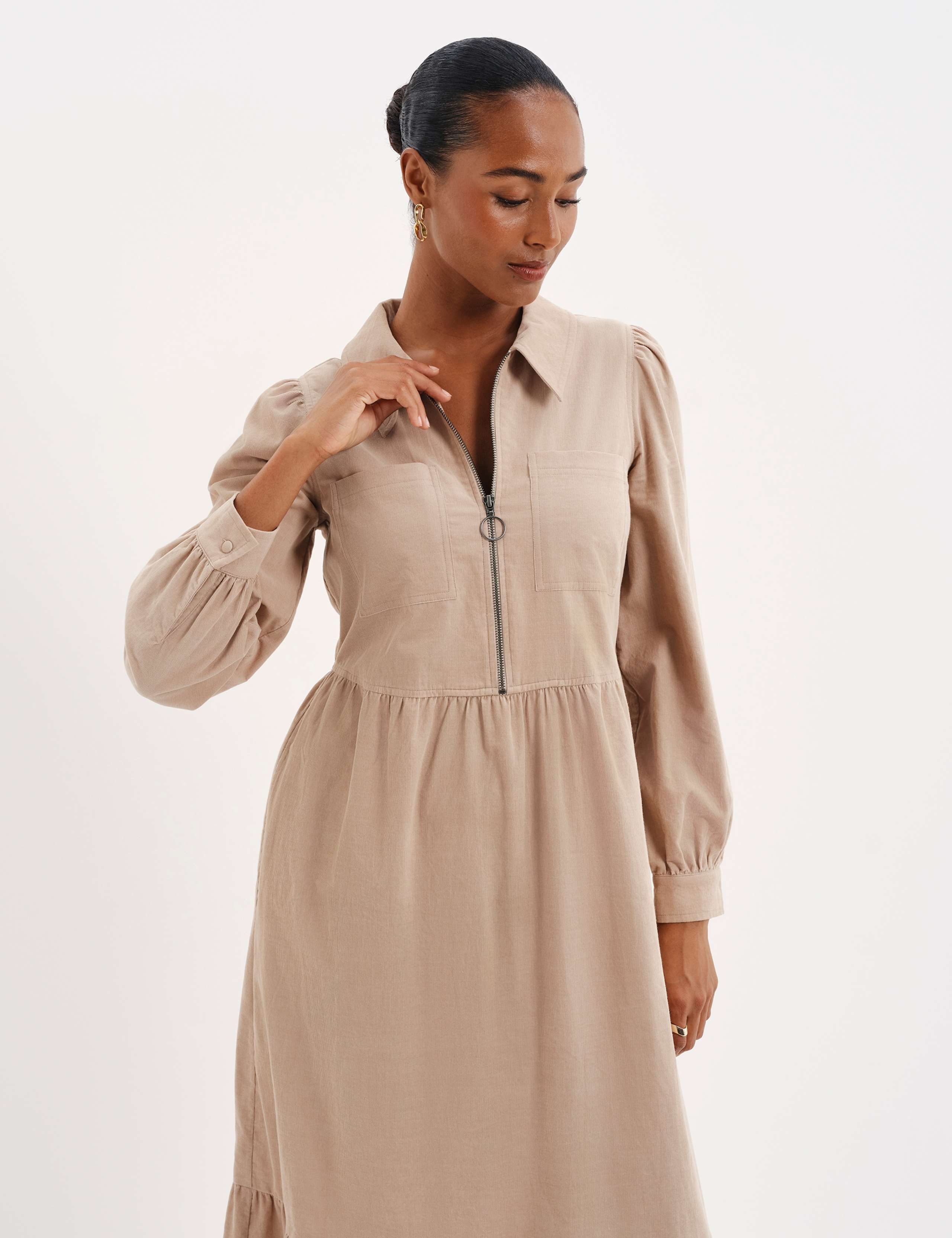 Cord Midi Shirt Dress 9 of 9