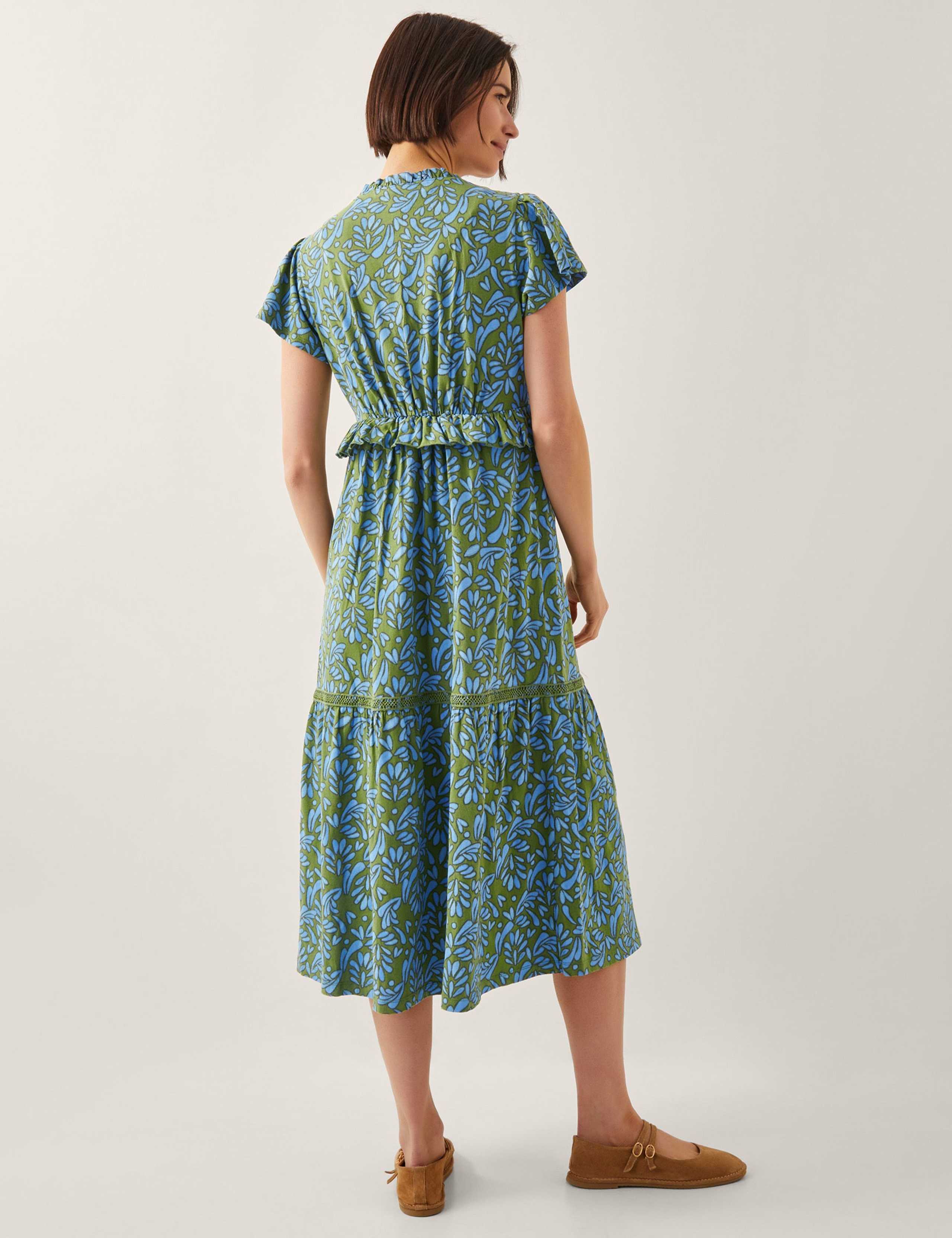 Pure Cotton Jersey Printed V-Neck Maxi Dress 4 of 4