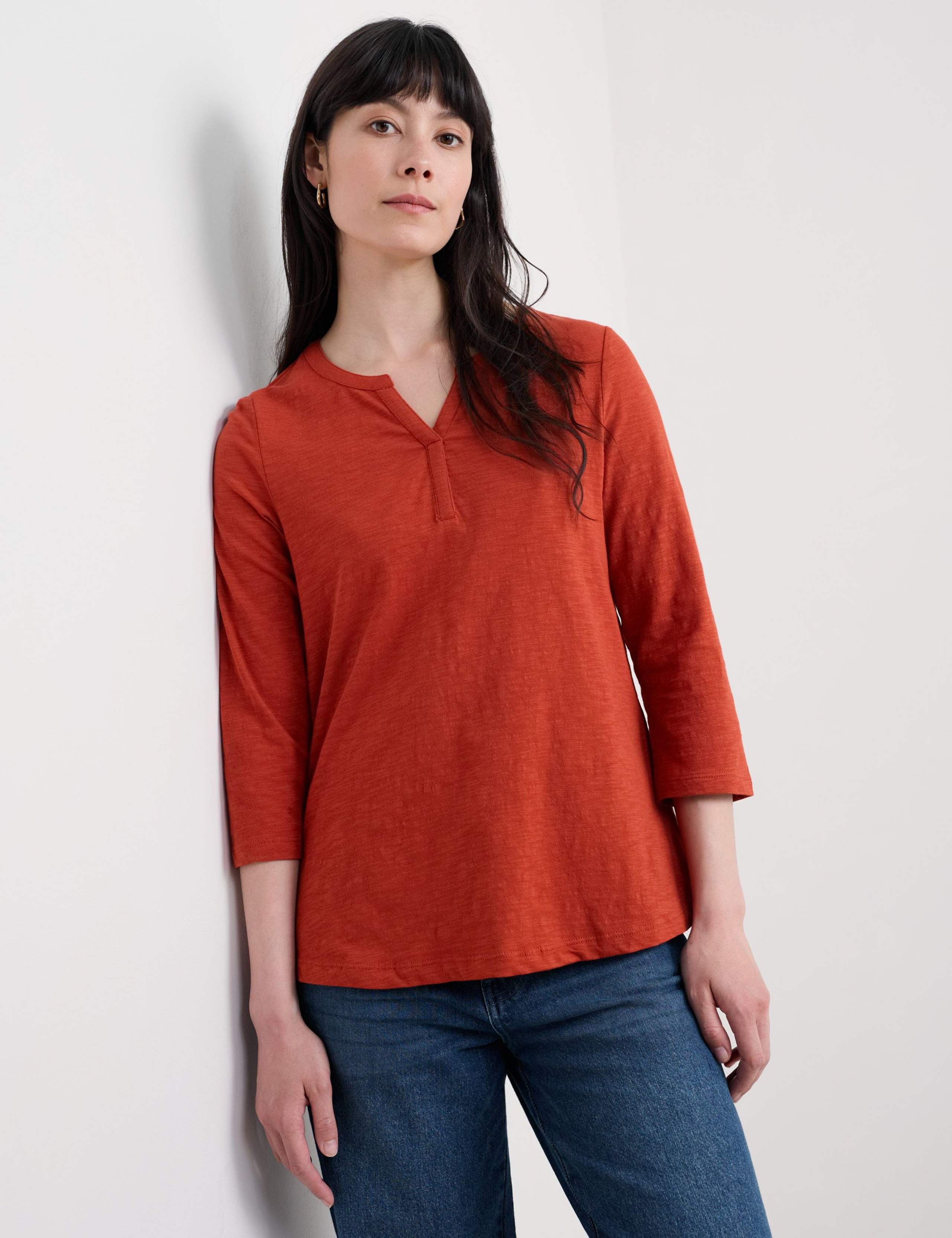 Cotton V-Neck 3/4 Sleeve Carylon Top 3 of 4