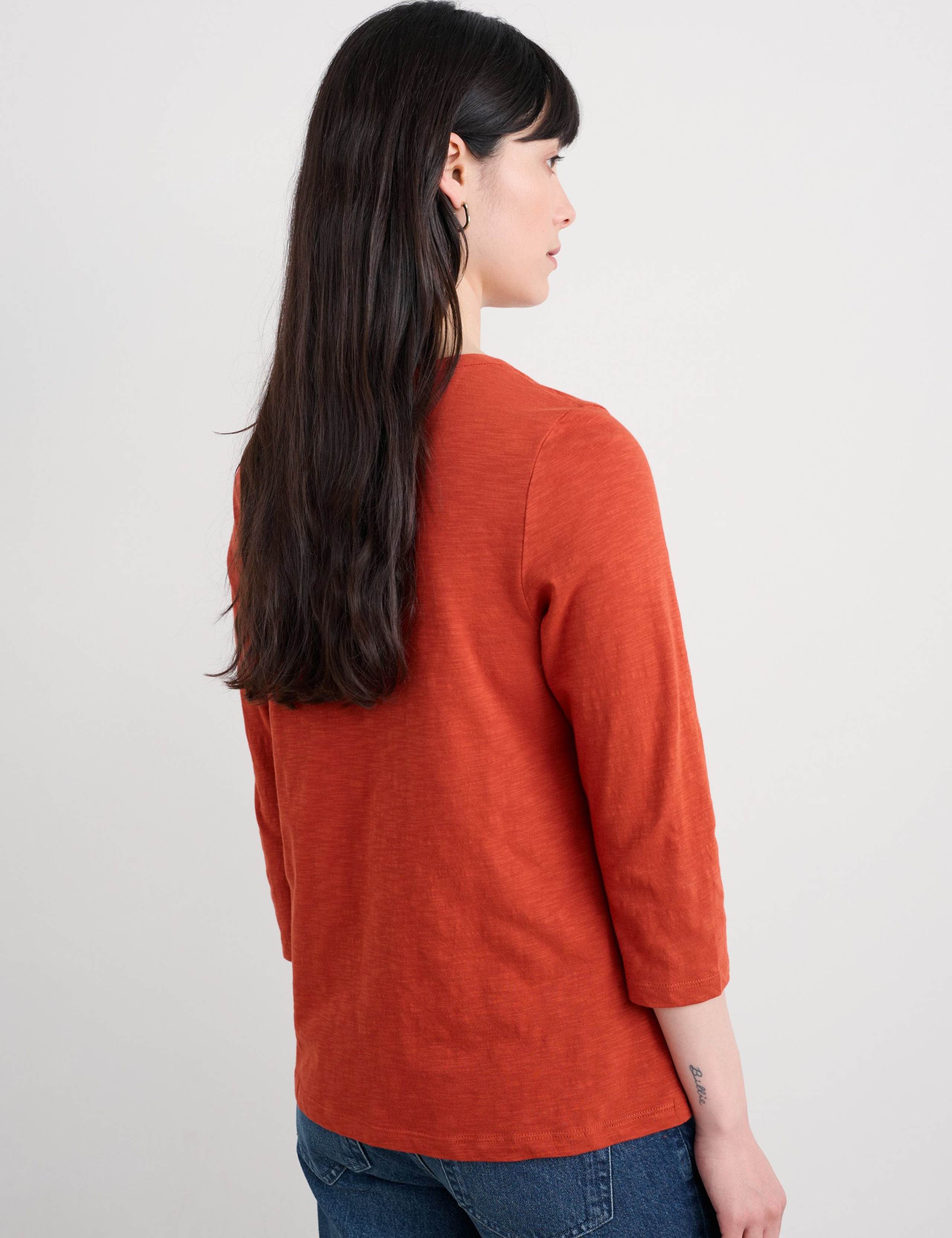 Cotton V-Neck 3/4 Sleeve Carylon Top 4 of 4