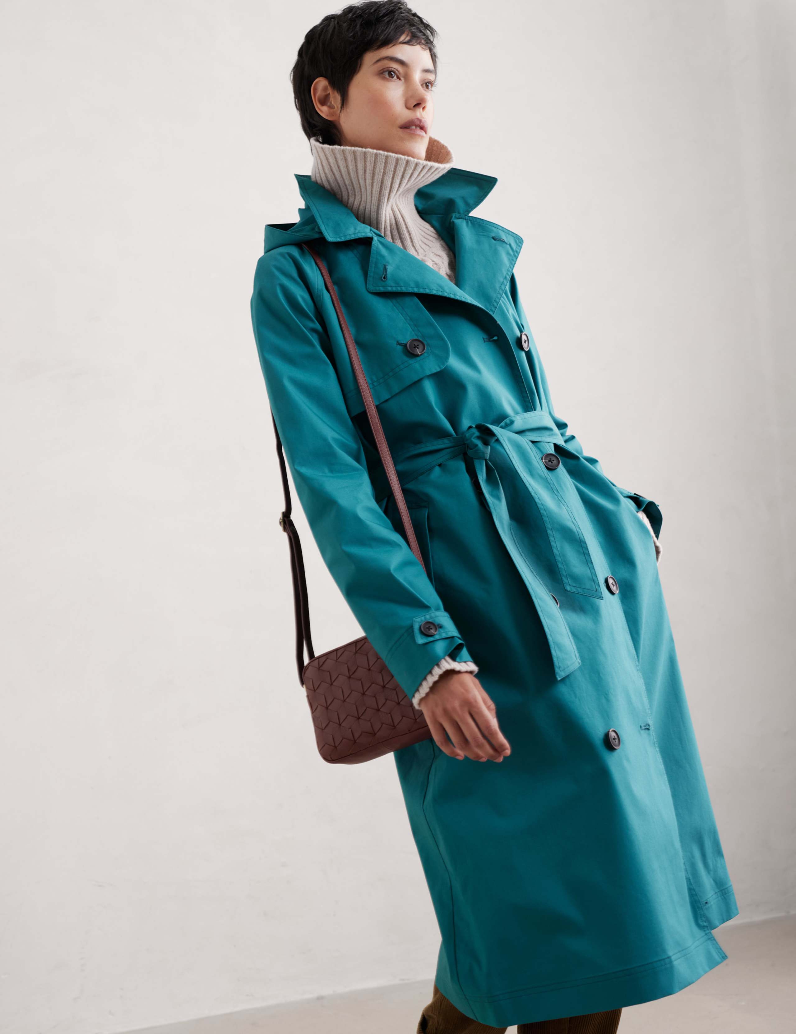 Pure Cotton Belted Double Breasted Trench Coat 3 of 4