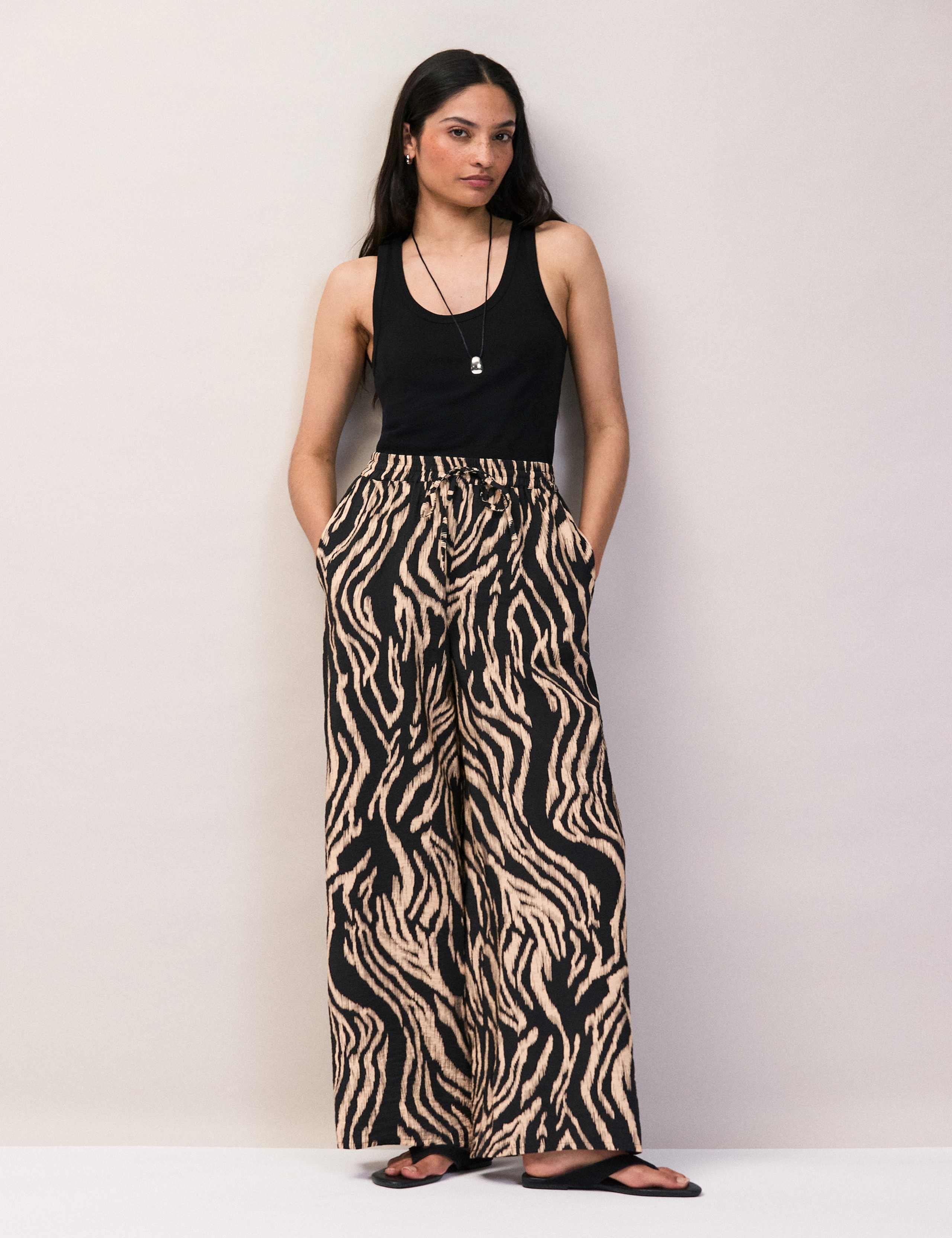 Zebra Print Wide Leg Trousers 1 of 6