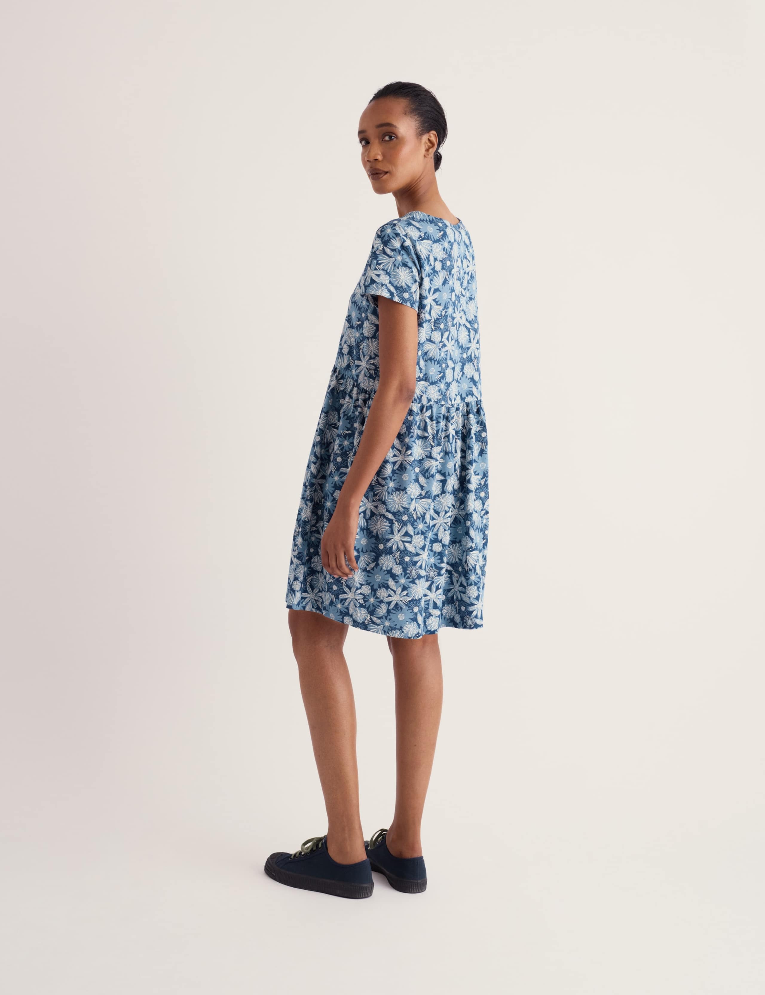 Pure Cotton Floral Knee Length Shift Dress 3 of 5
