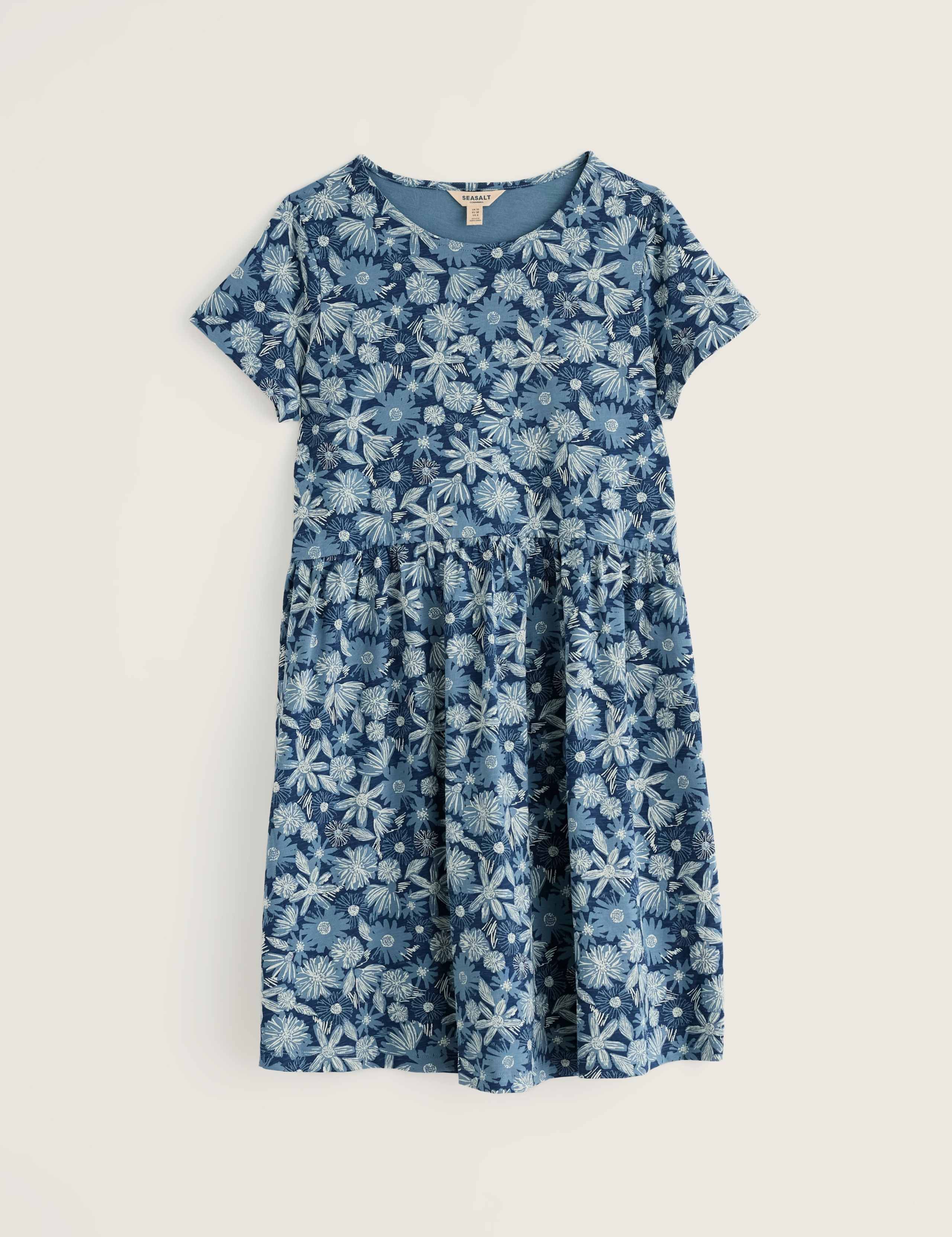 Pure Cotton Floral Knee Length Shift Dress 2 of 5