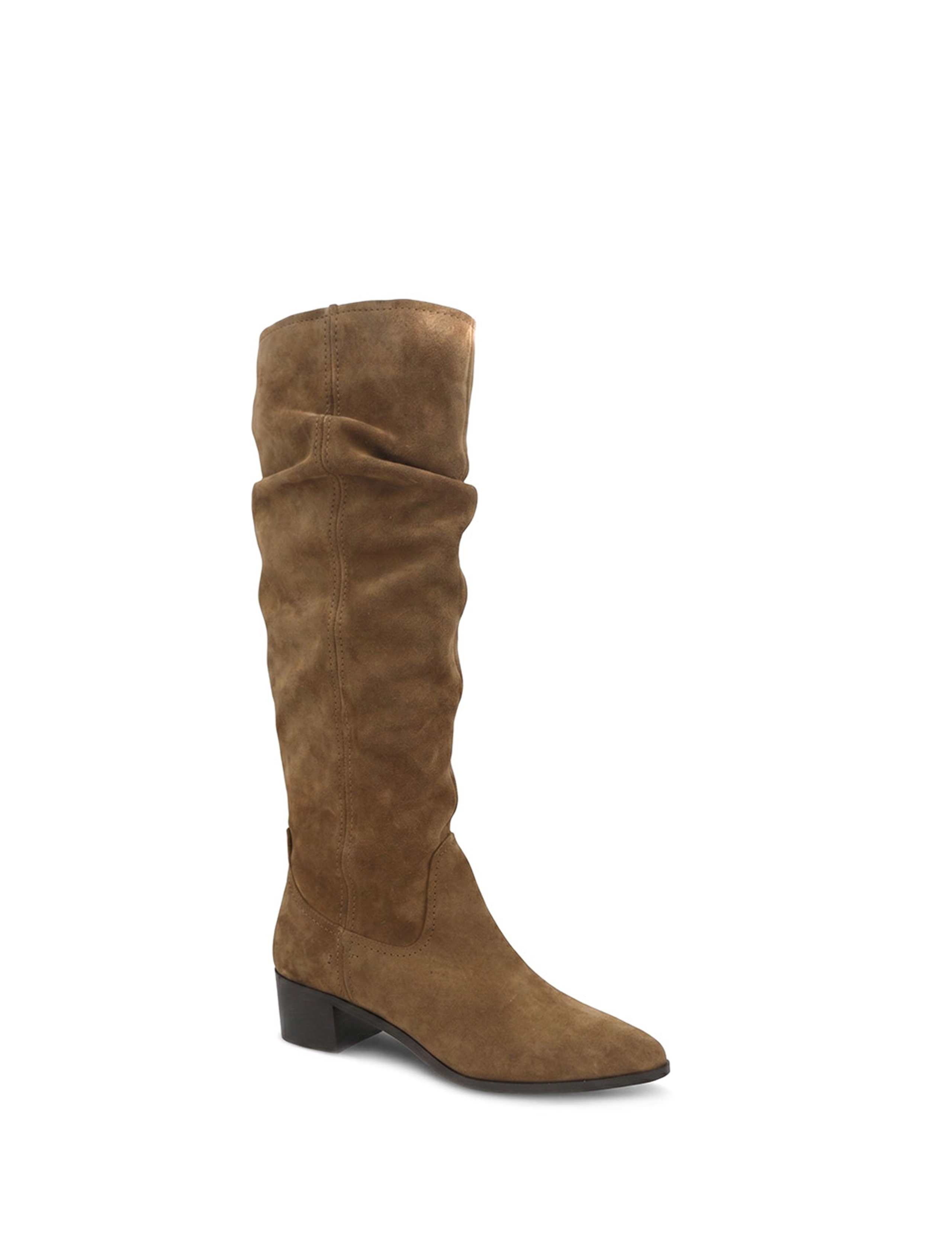Leather Low Heel Knee High Boots 2 of 5