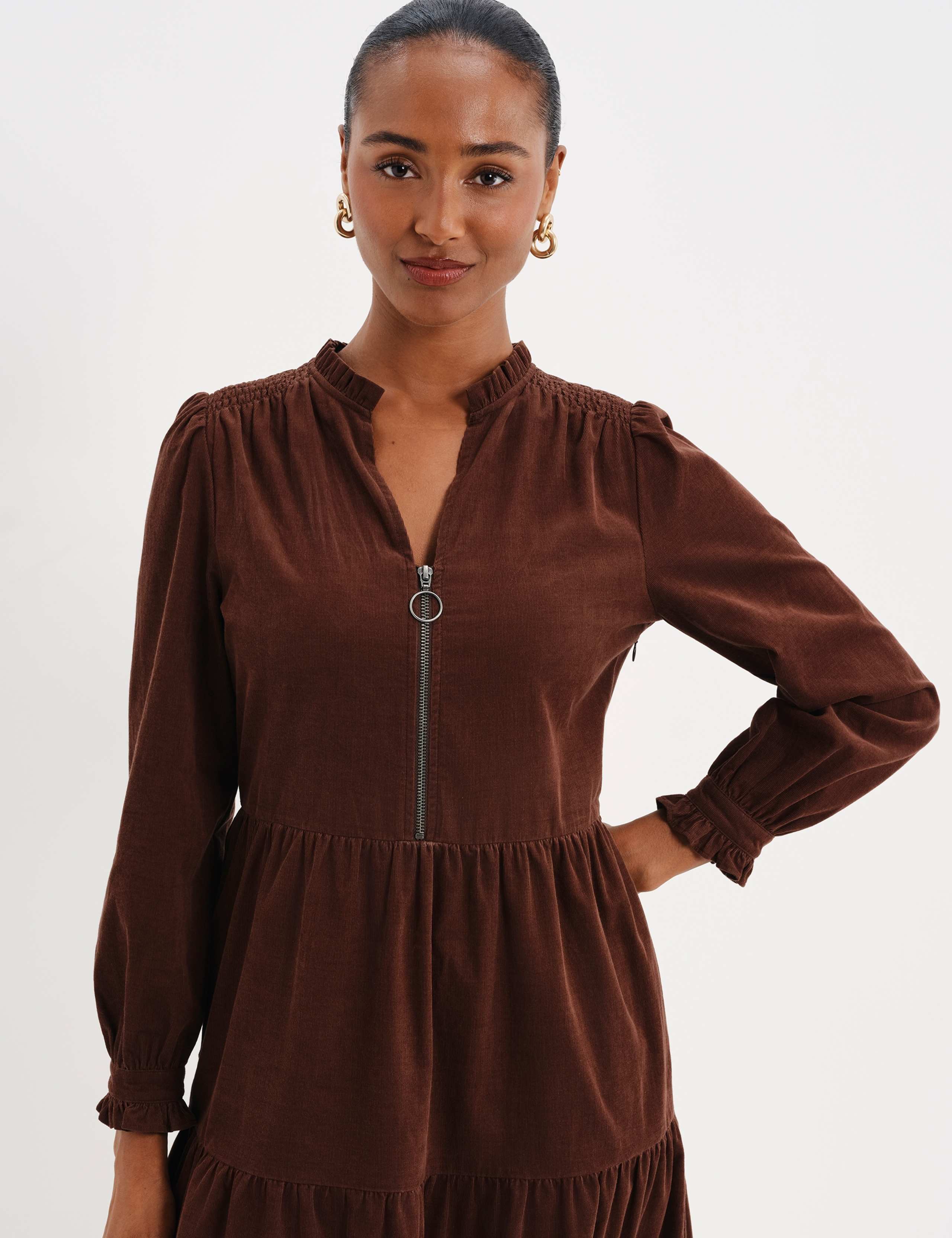 Cord Midi Tiered Dress 3 of 11