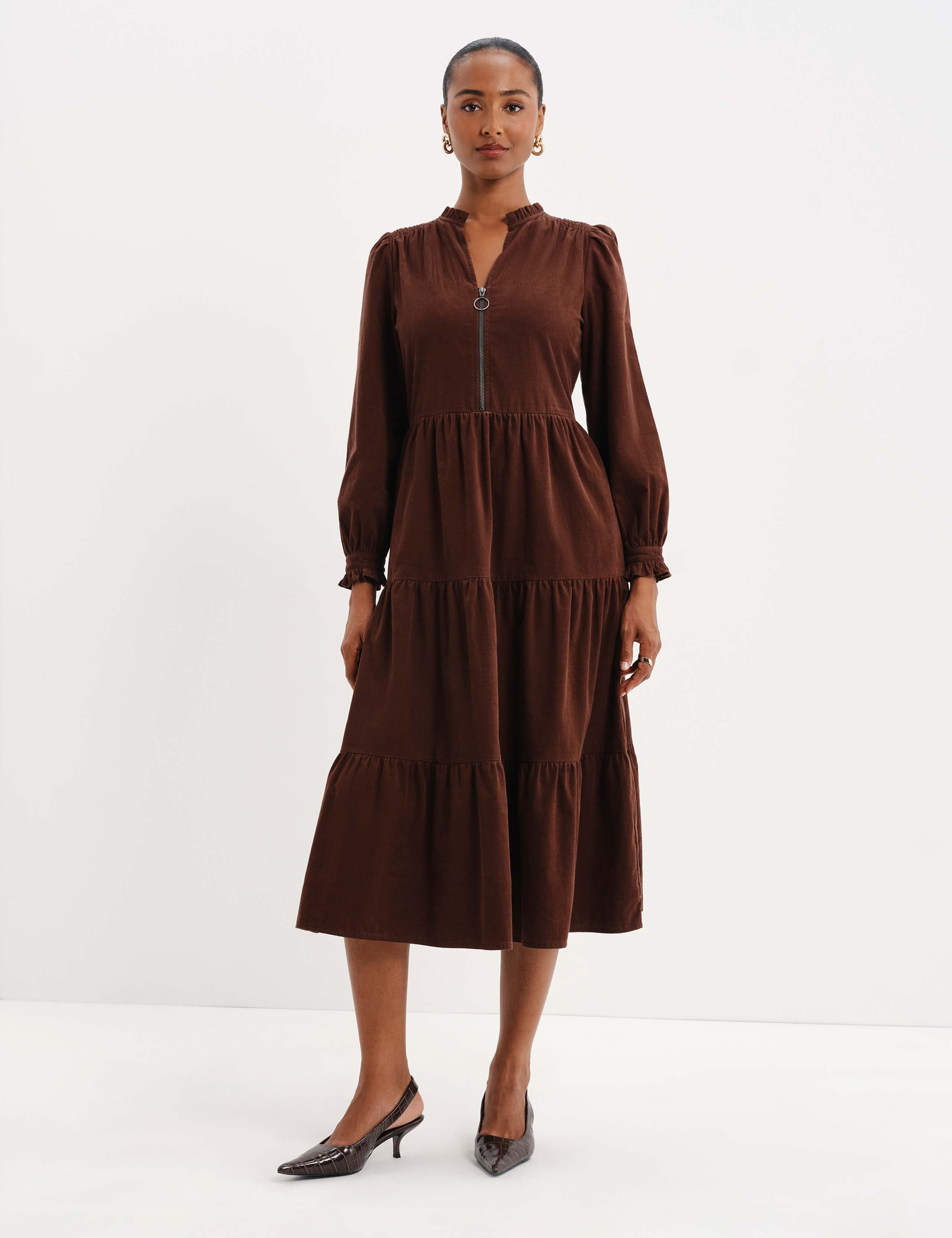 Cord Midi Tiered Dress 4 of 11