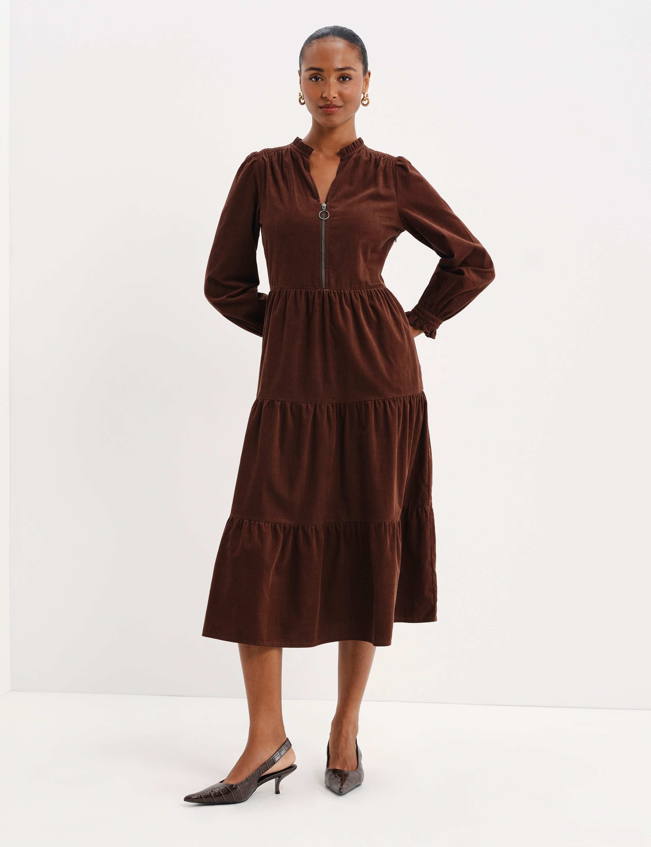 Cord Midi Tiered Dress 7 of 11