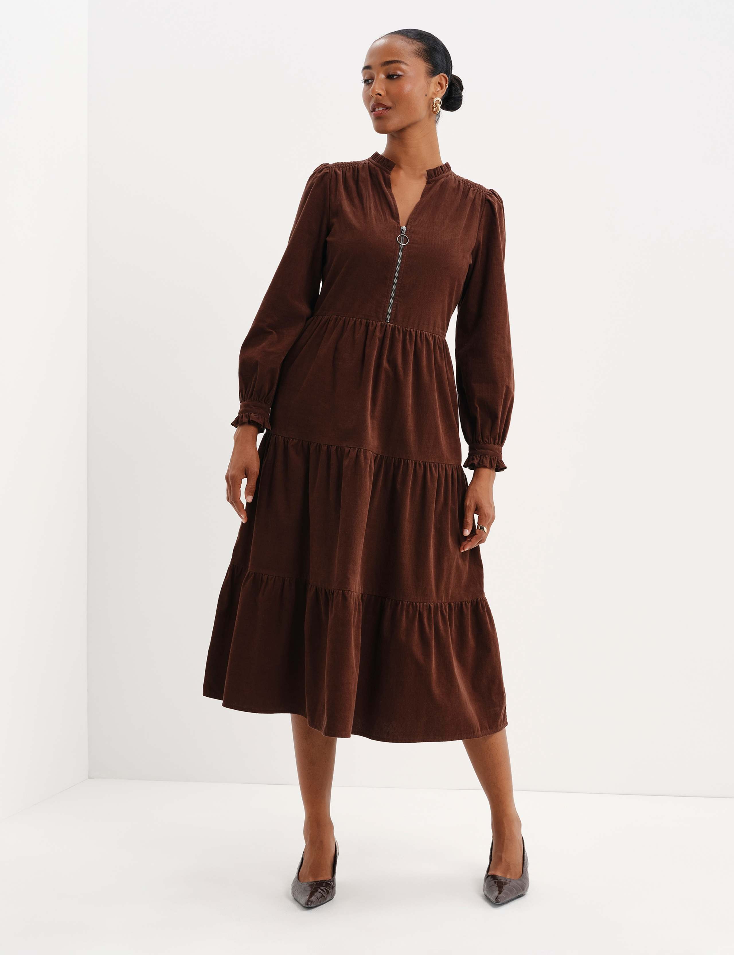 Cord Midi Tiered Dress 10 of 11