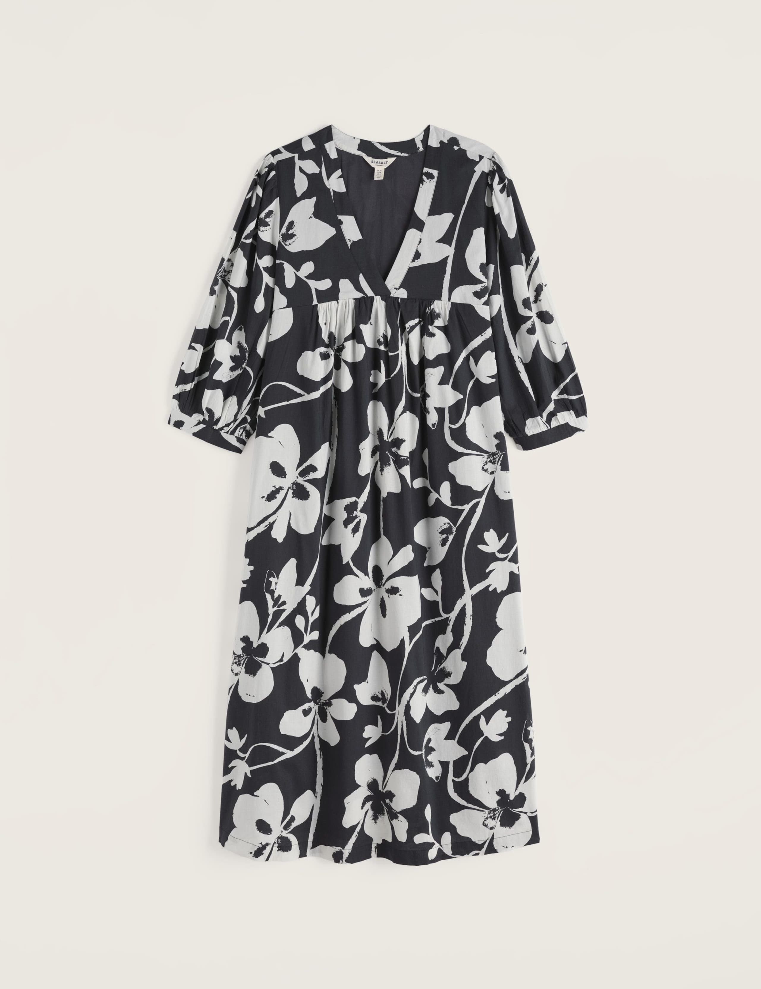 Pure Cotton Floral V-Neck Midi Smock Dress 2 of 5