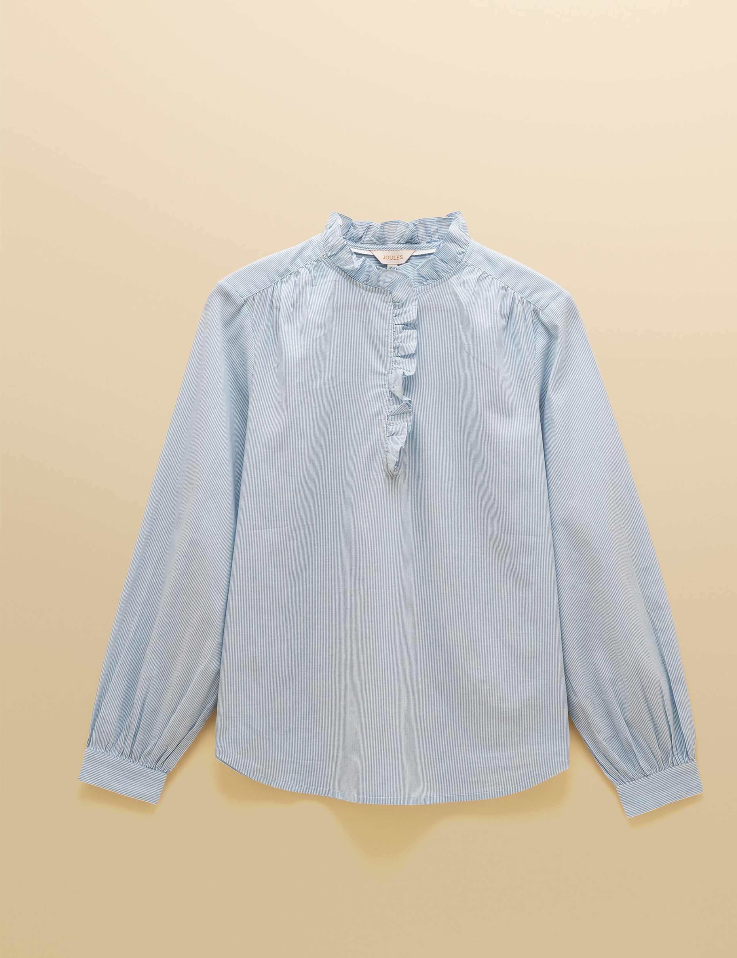 Pure Cotton Striped Ruffle Neck Blouse 6 of 6