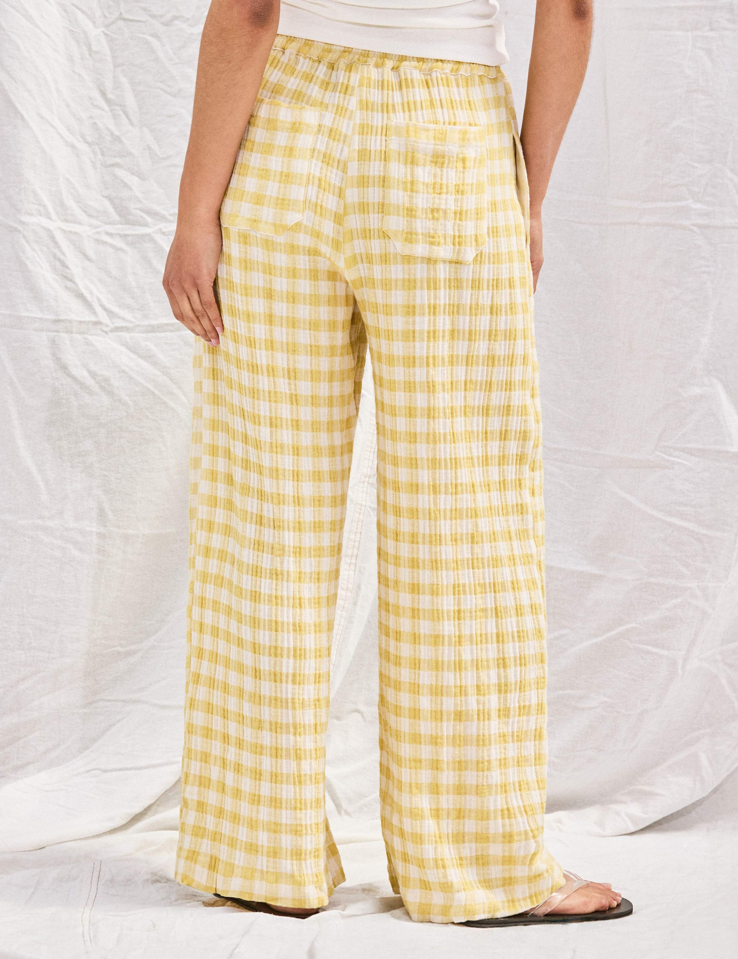 Cheesecloth Check Drawstring Wide Leg Trousers 2 of 6