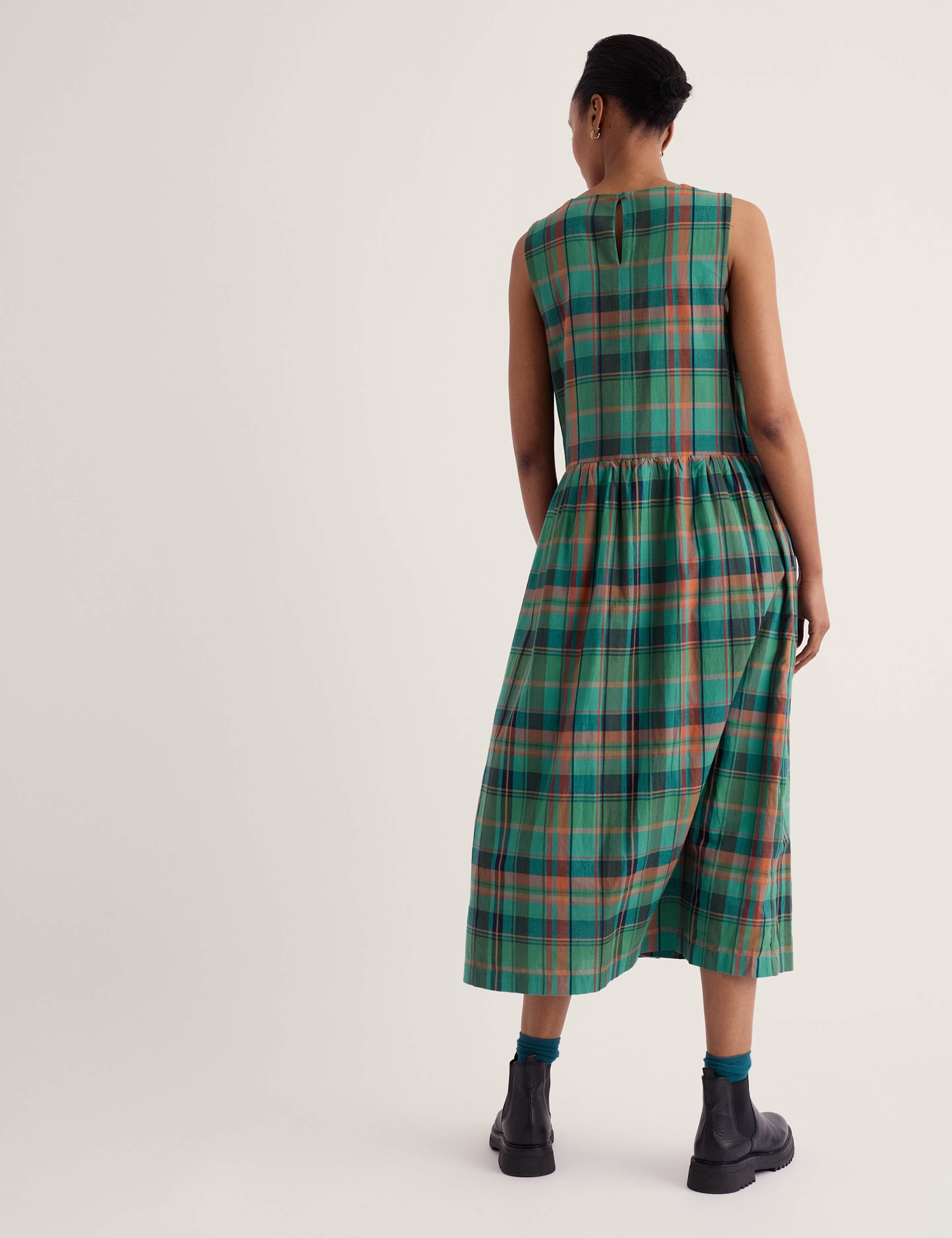 Pure Cotton Checked Relaxed Fit Midaxi Dress 4 of 6