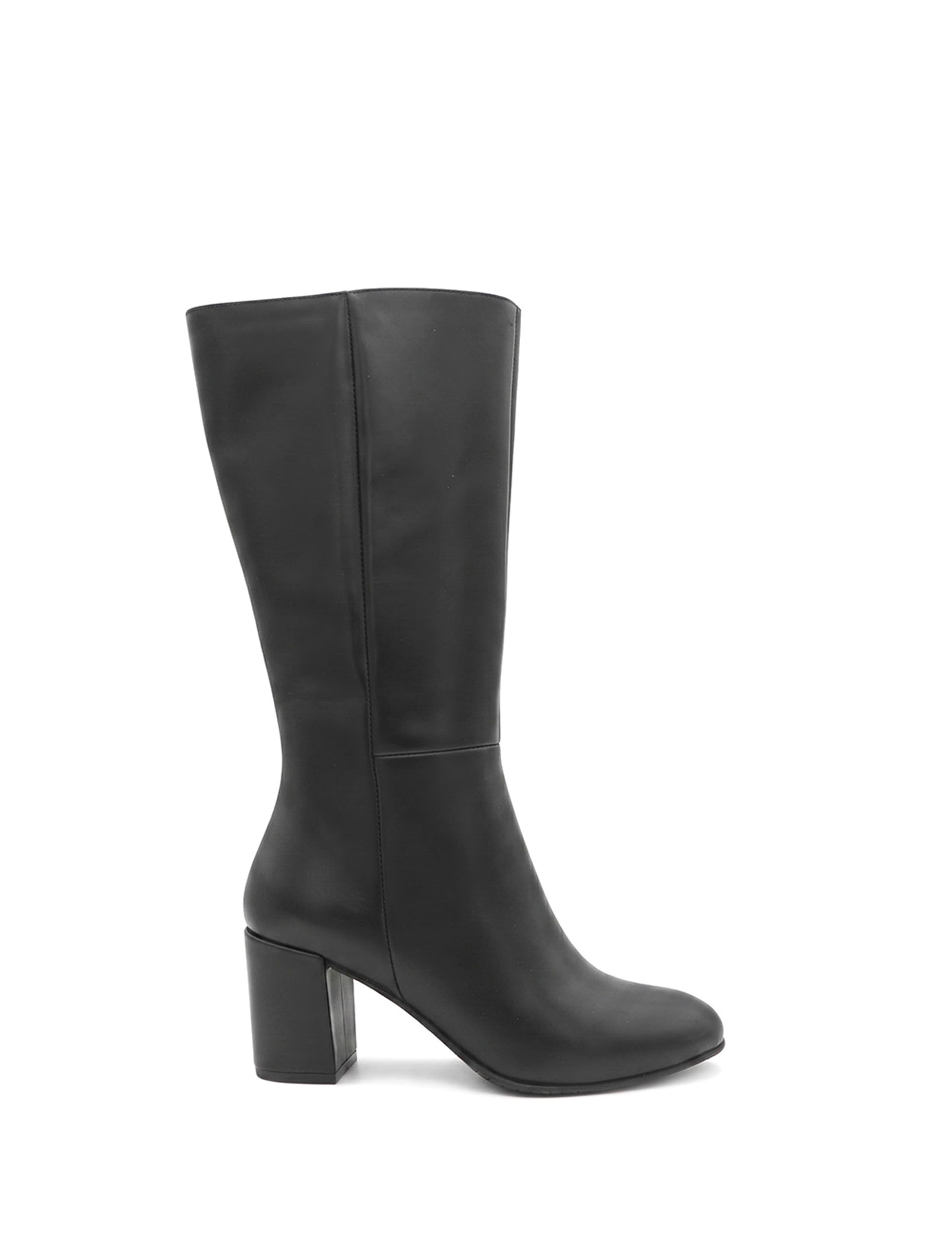 Leather Block Heel Long Boots 2 of 6