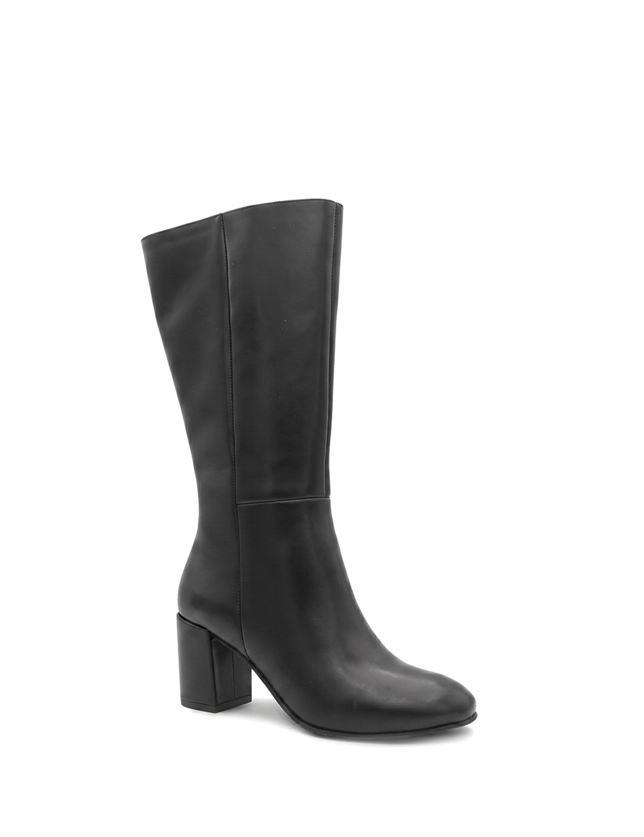 Leather Block Heel Long Boots 3 of 6