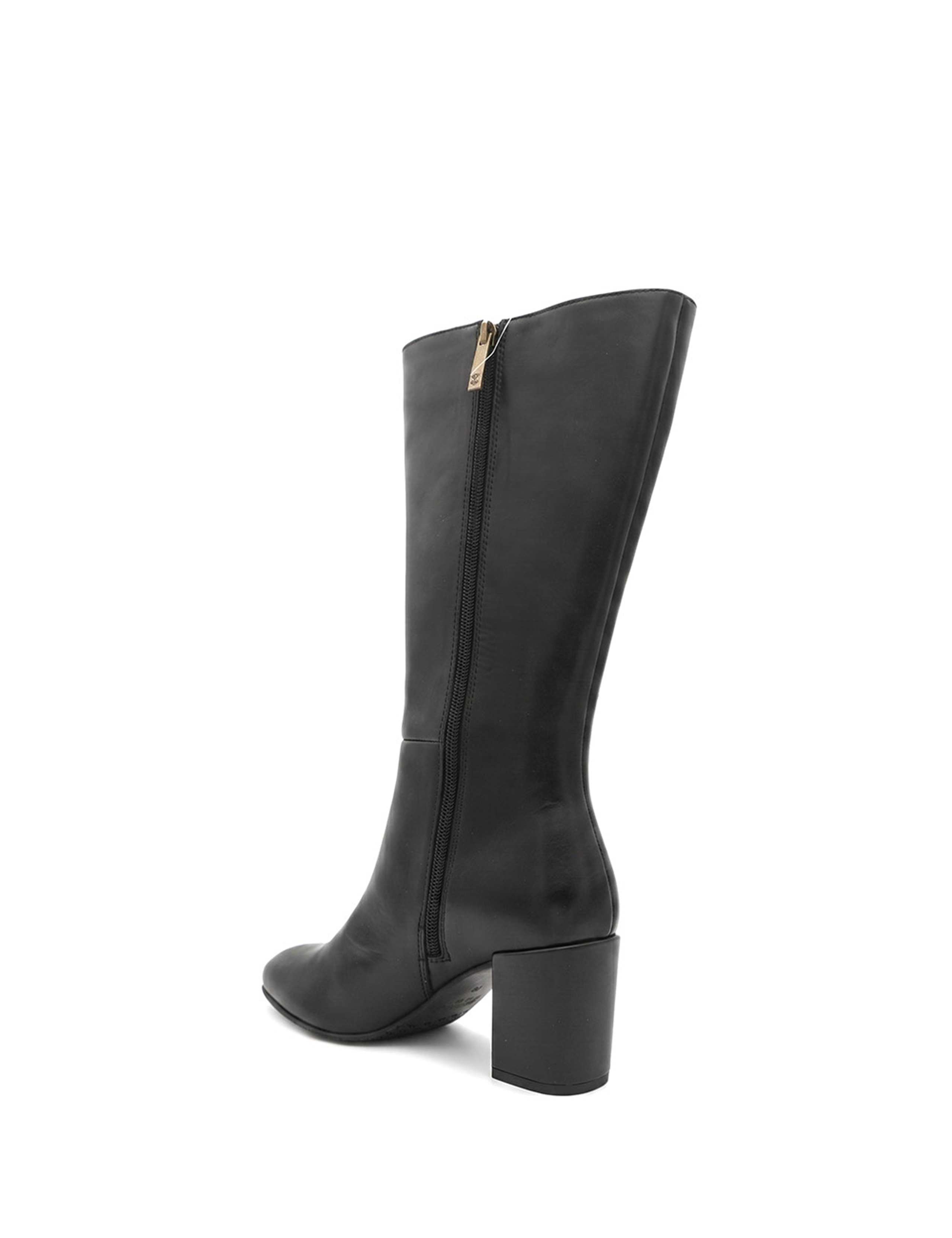 Leather Block Heel Long Boots 4 of 6