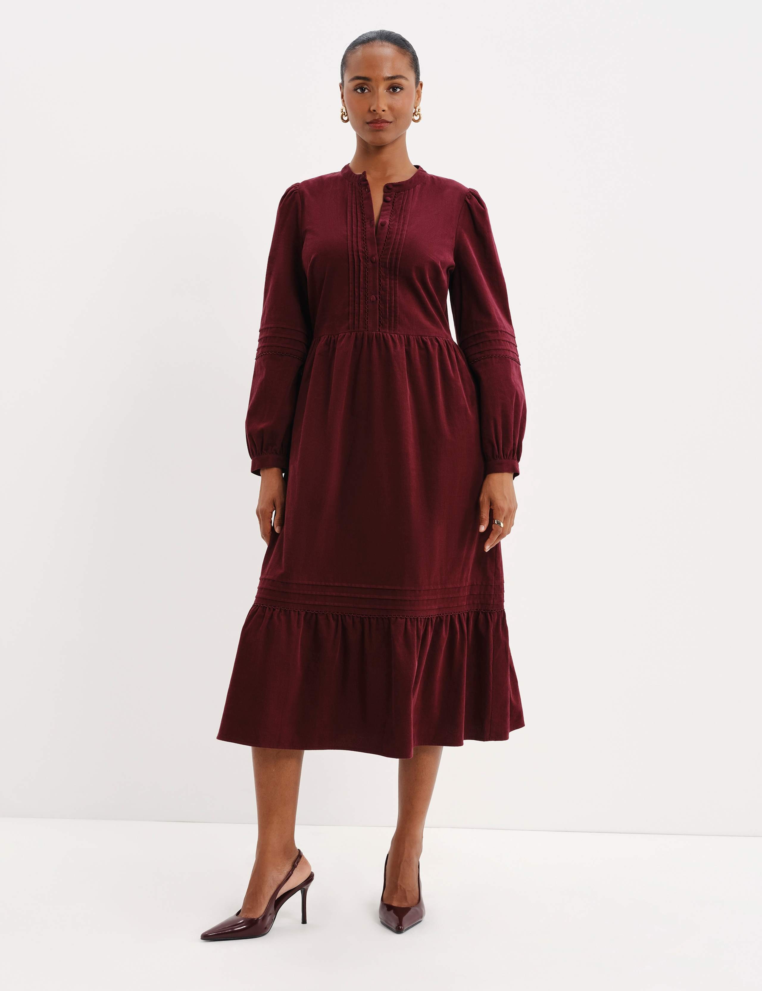 Cord Textured Midi Tiered Dress 1 of 10
