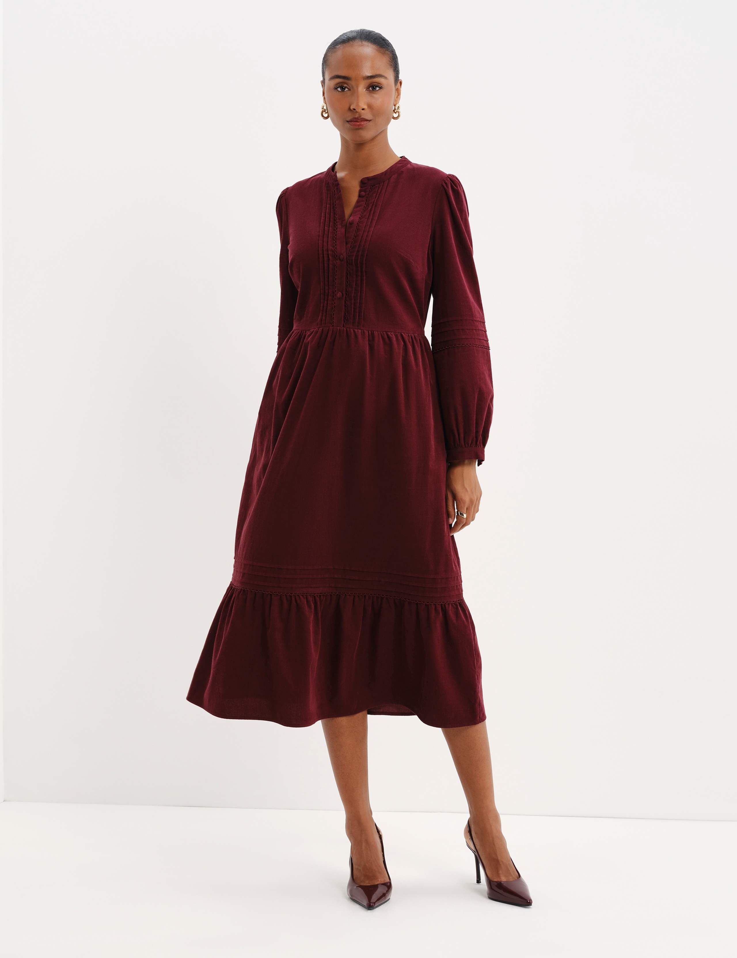 Cord Textured Midi Tiered Dress 3 of 10