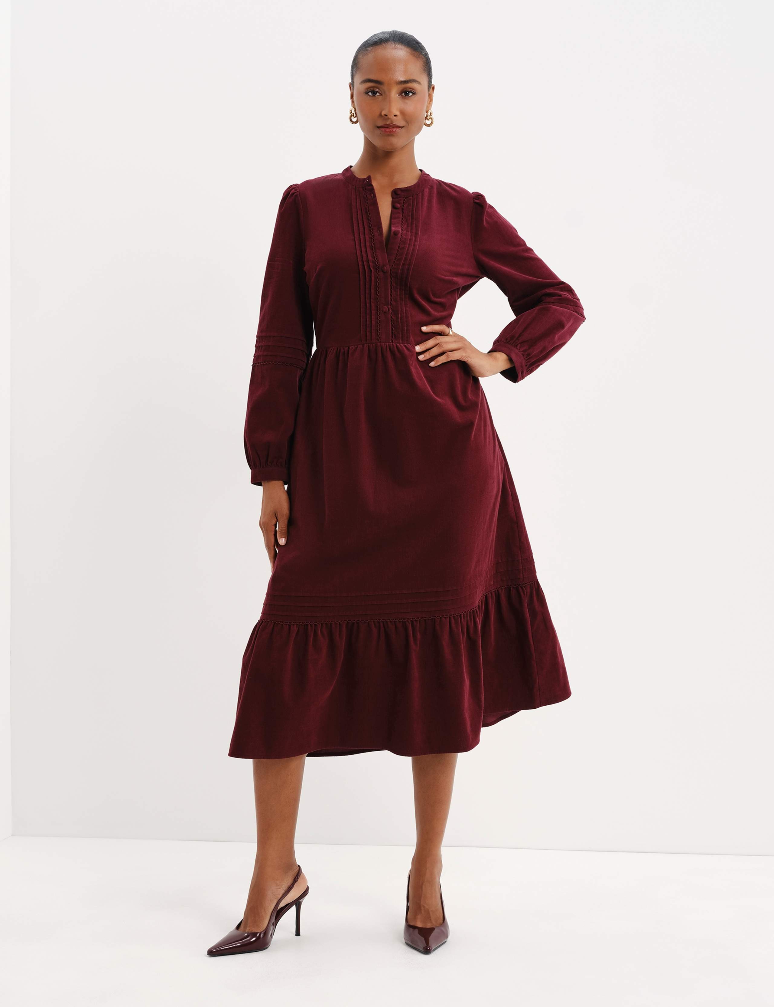 Cord Textured Midi Tiered Dress 4 of 10