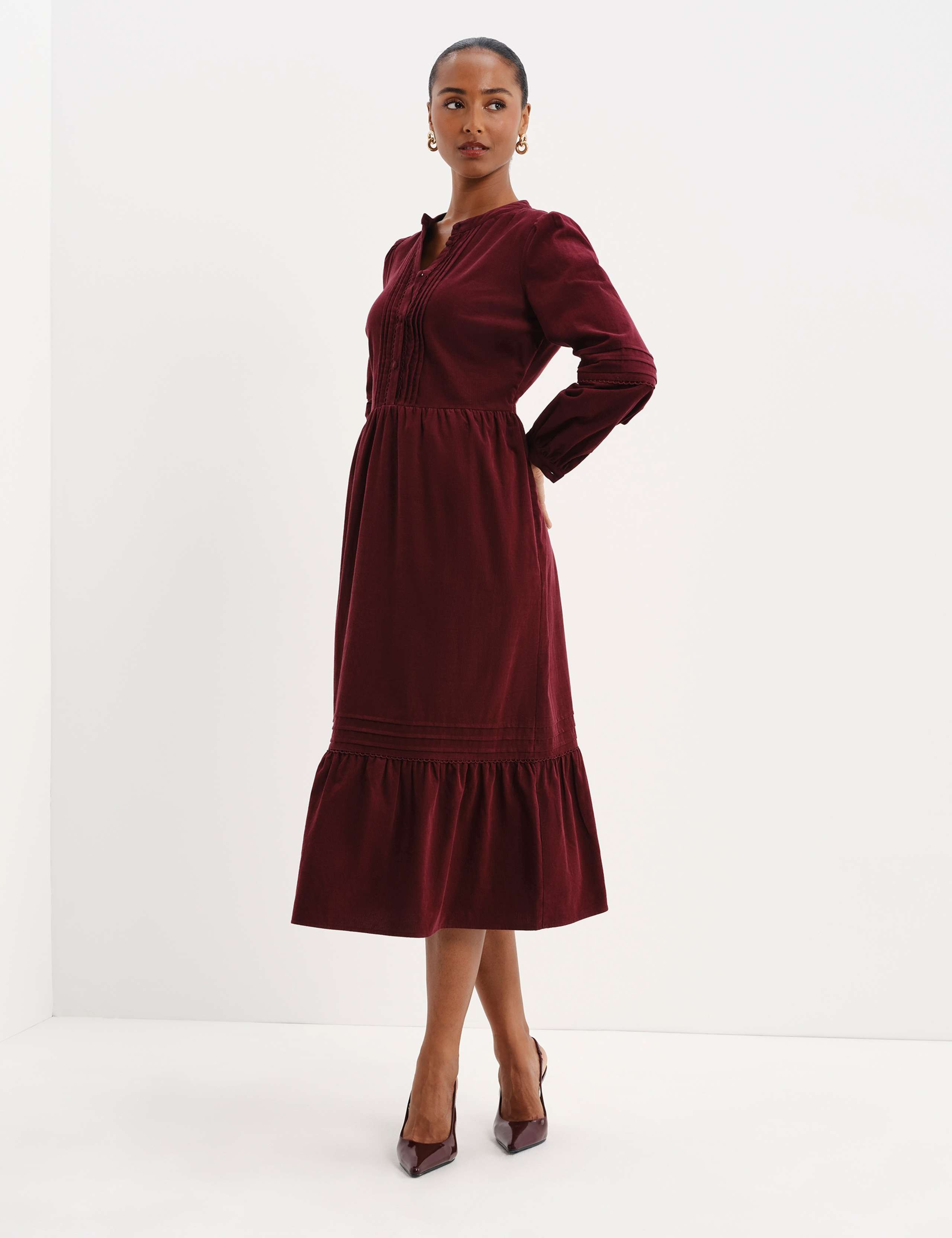 Cord Textured Midi Tiered Dress 6 of 10
