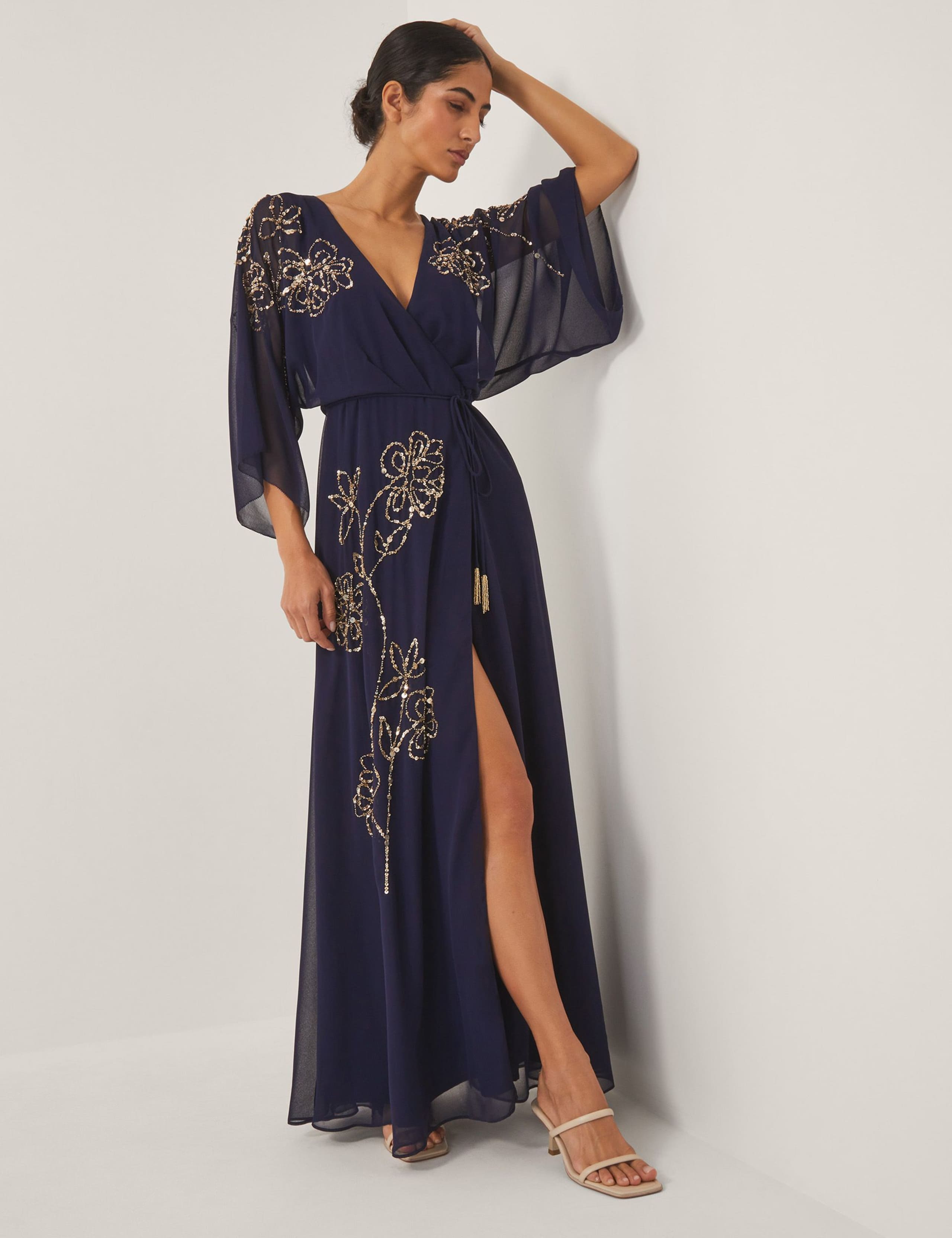 Floral Embellished Maxi Wrap Dress 1 of 5