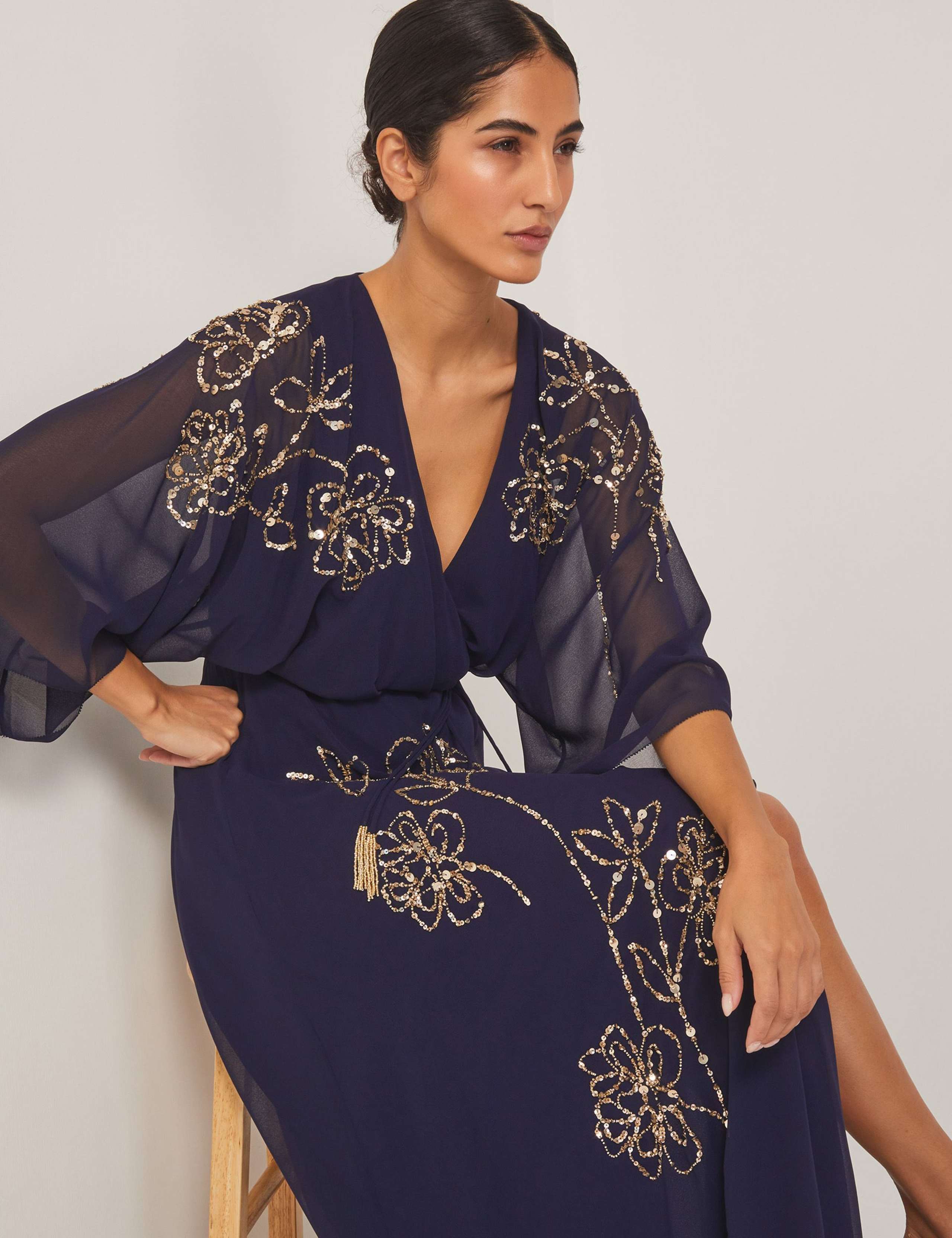 Floral Embellished Maxi Wrap Dress 3 of 5