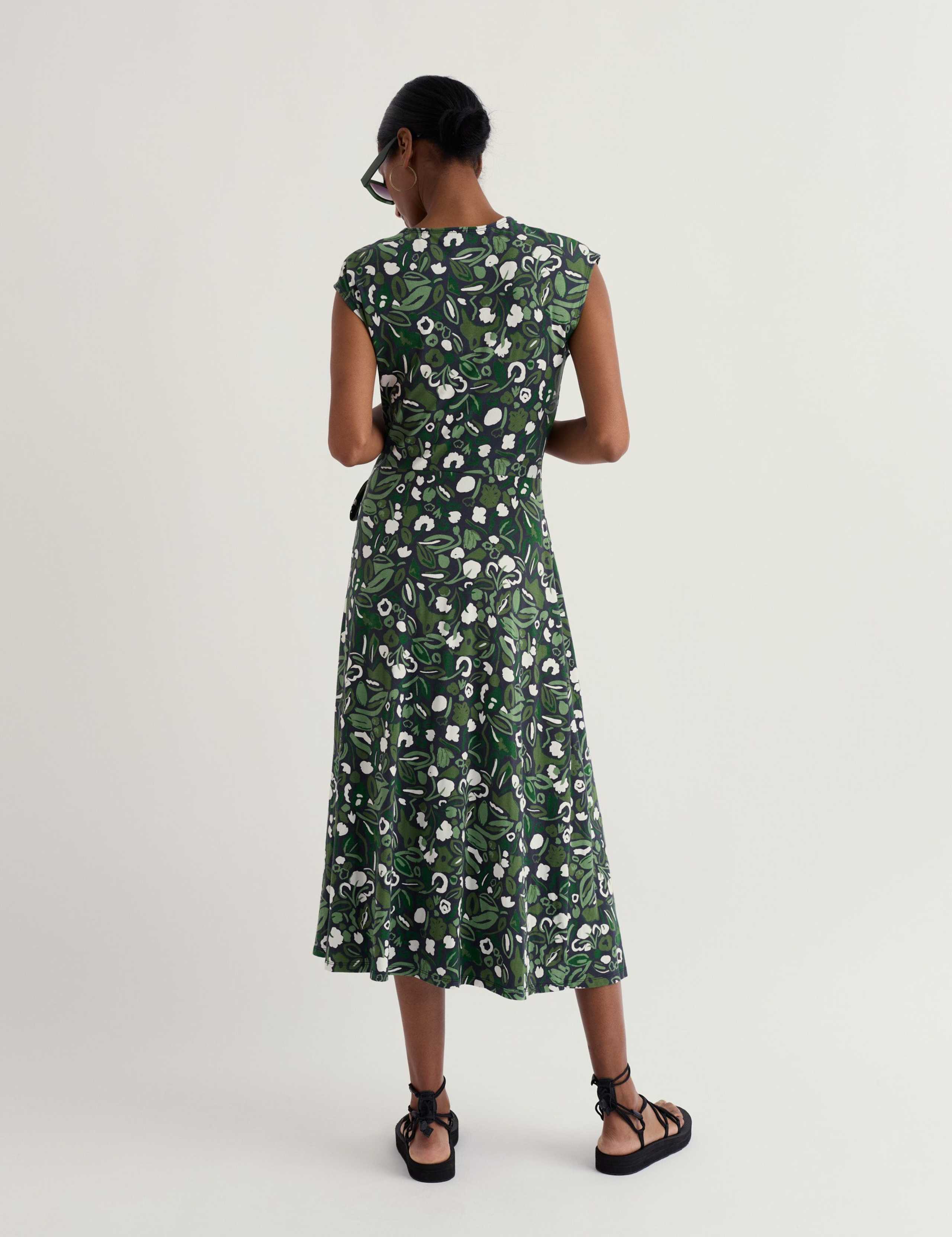 Cotton Rich Floral Midi Waisted Dress 3 of 5