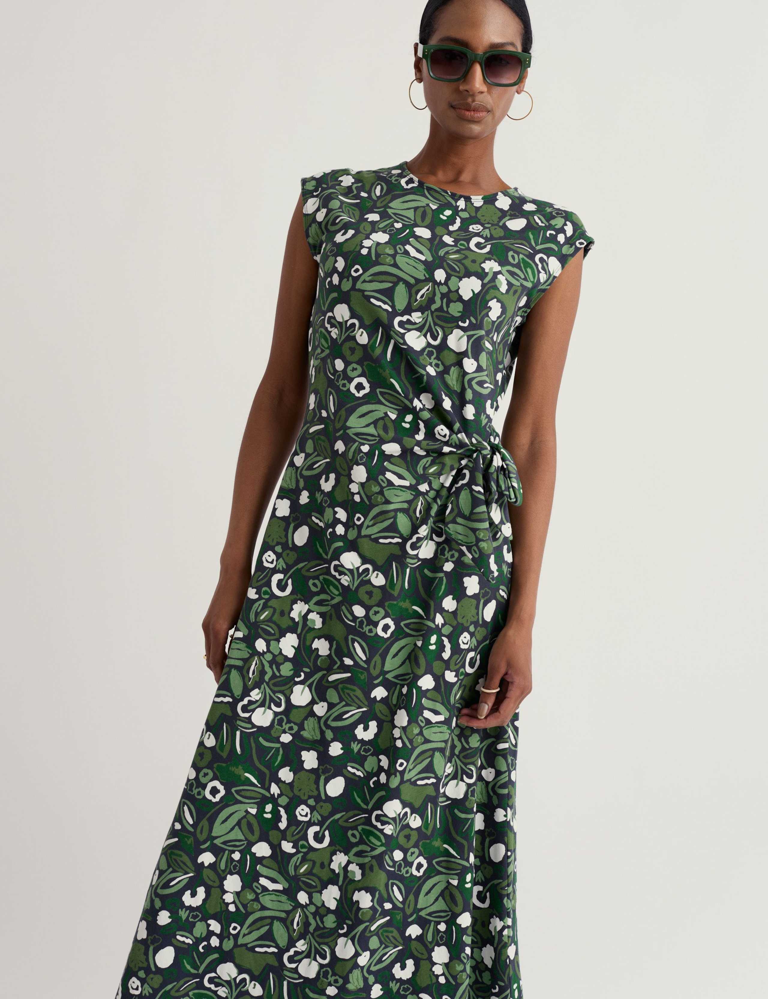 Cotton Rich Floral Midi Waisted Dress 4 of 5