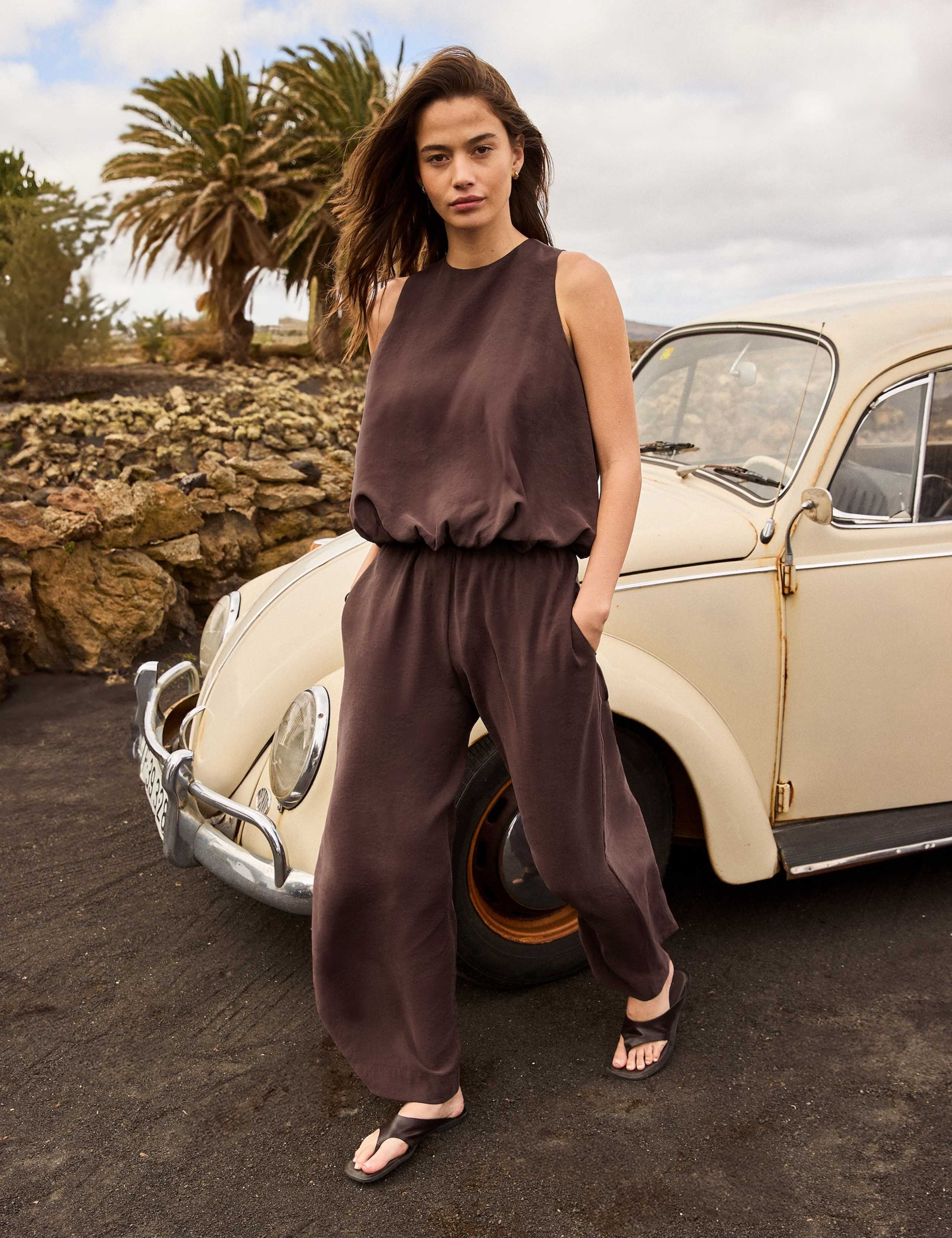 Modal Rich Drawstring Wide Leg Trousers 1 of 2