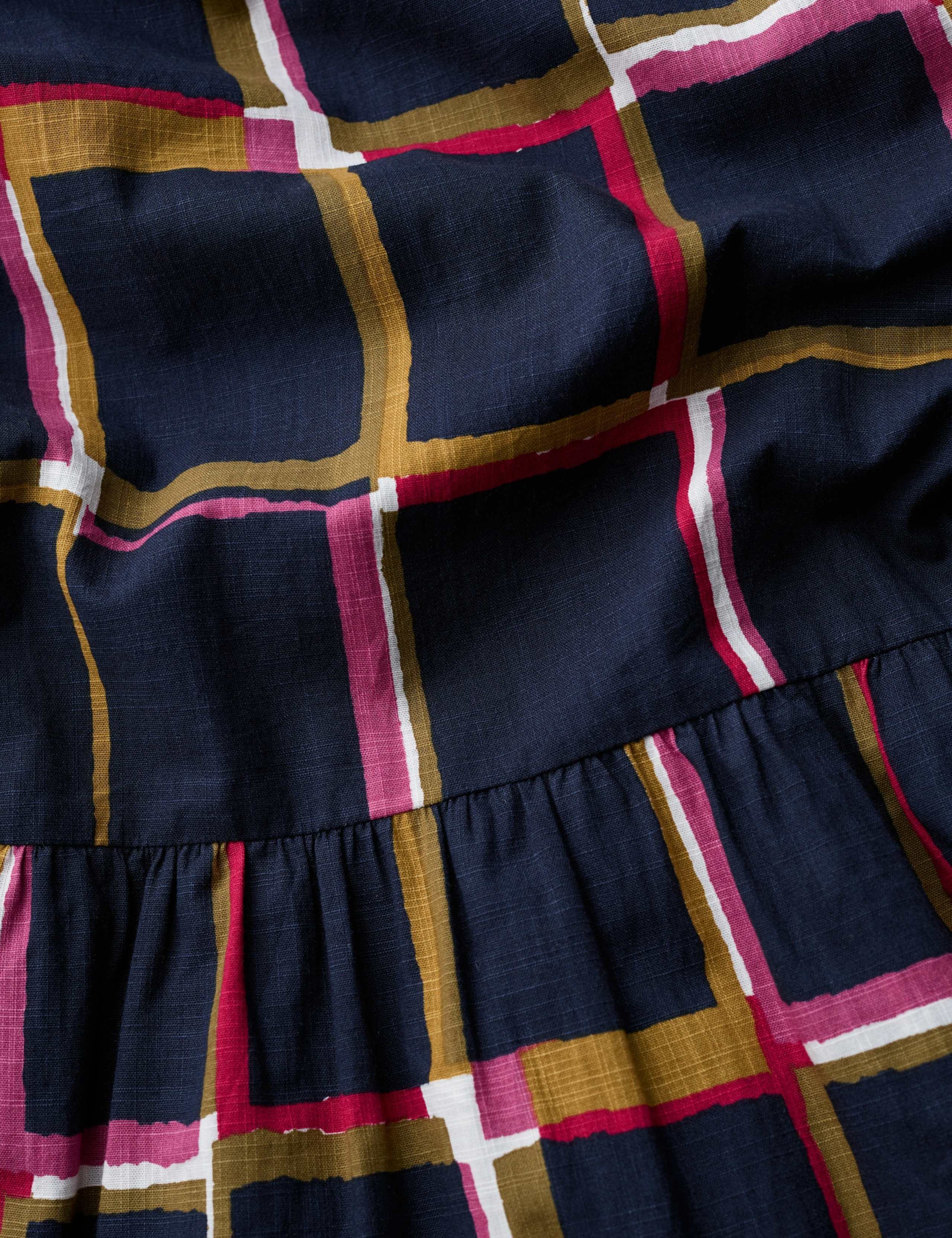 Pure Cotton Checked Midaxi Waisted Dress 5 of 5