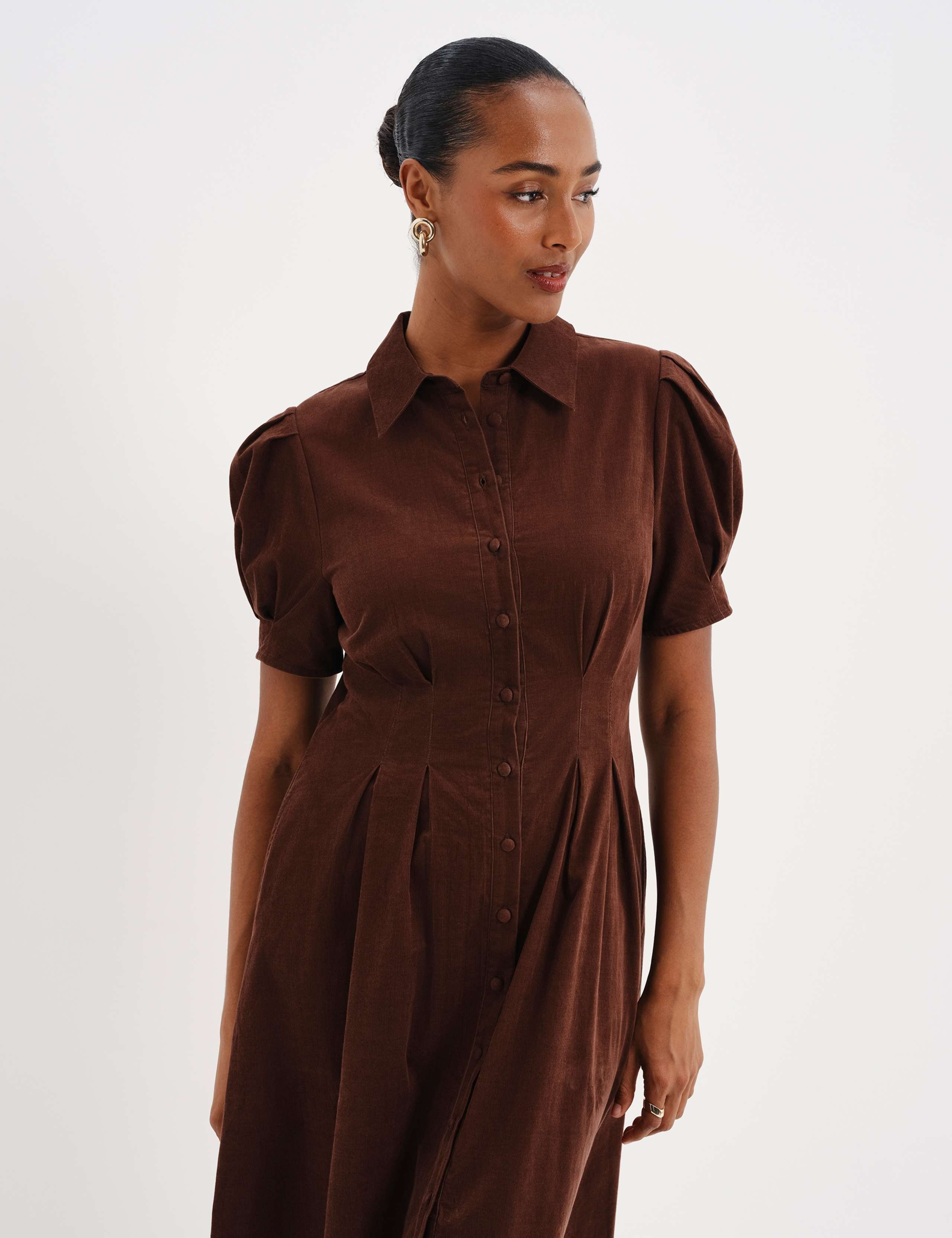 Cord Midi Shirt Dress 3 of 9