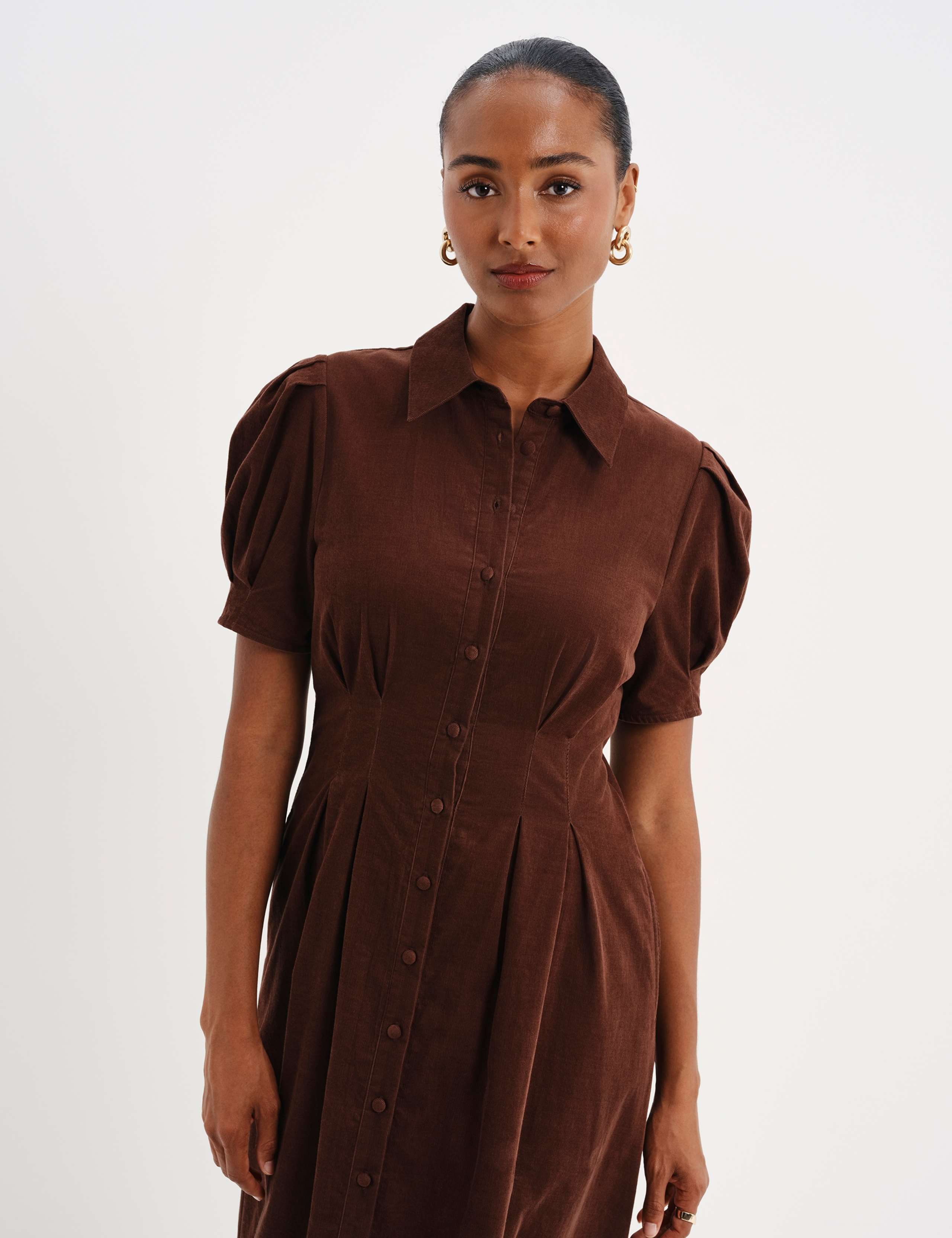 Cord Midi Shirt Dress 4 of 9