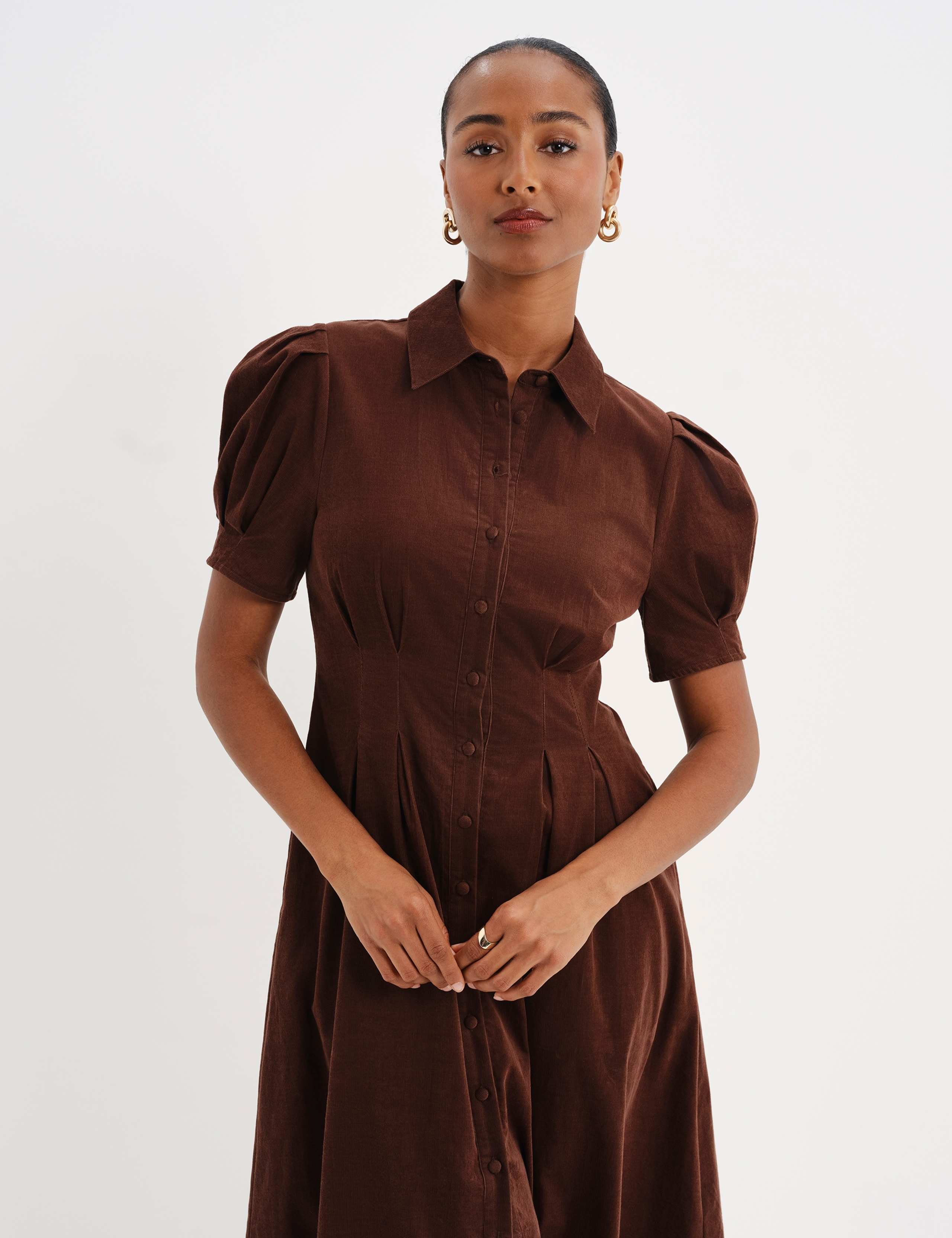 Cord Midi Shirt Dress 7 of 9
