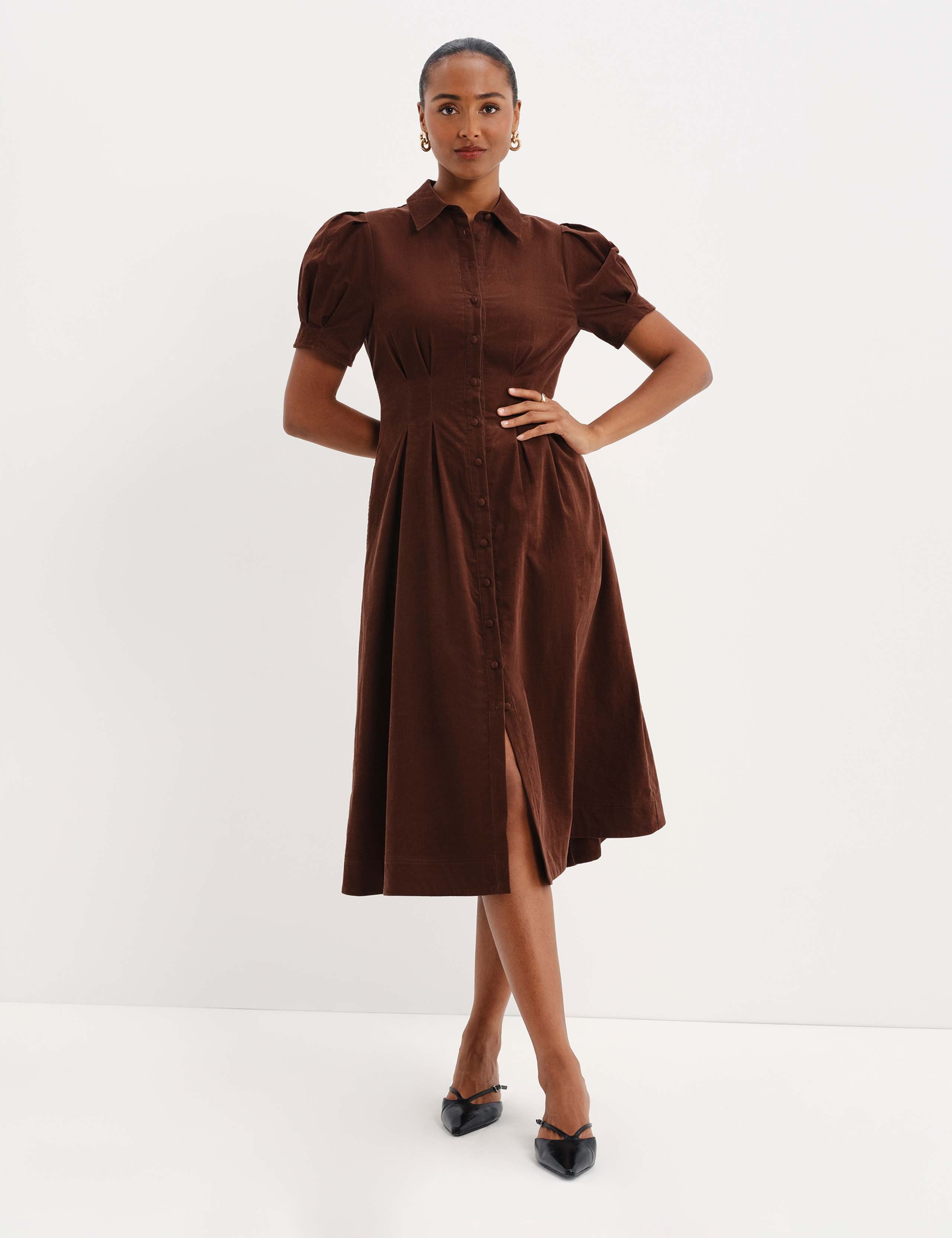 Cord Midi Shirt Dress 8 of 9