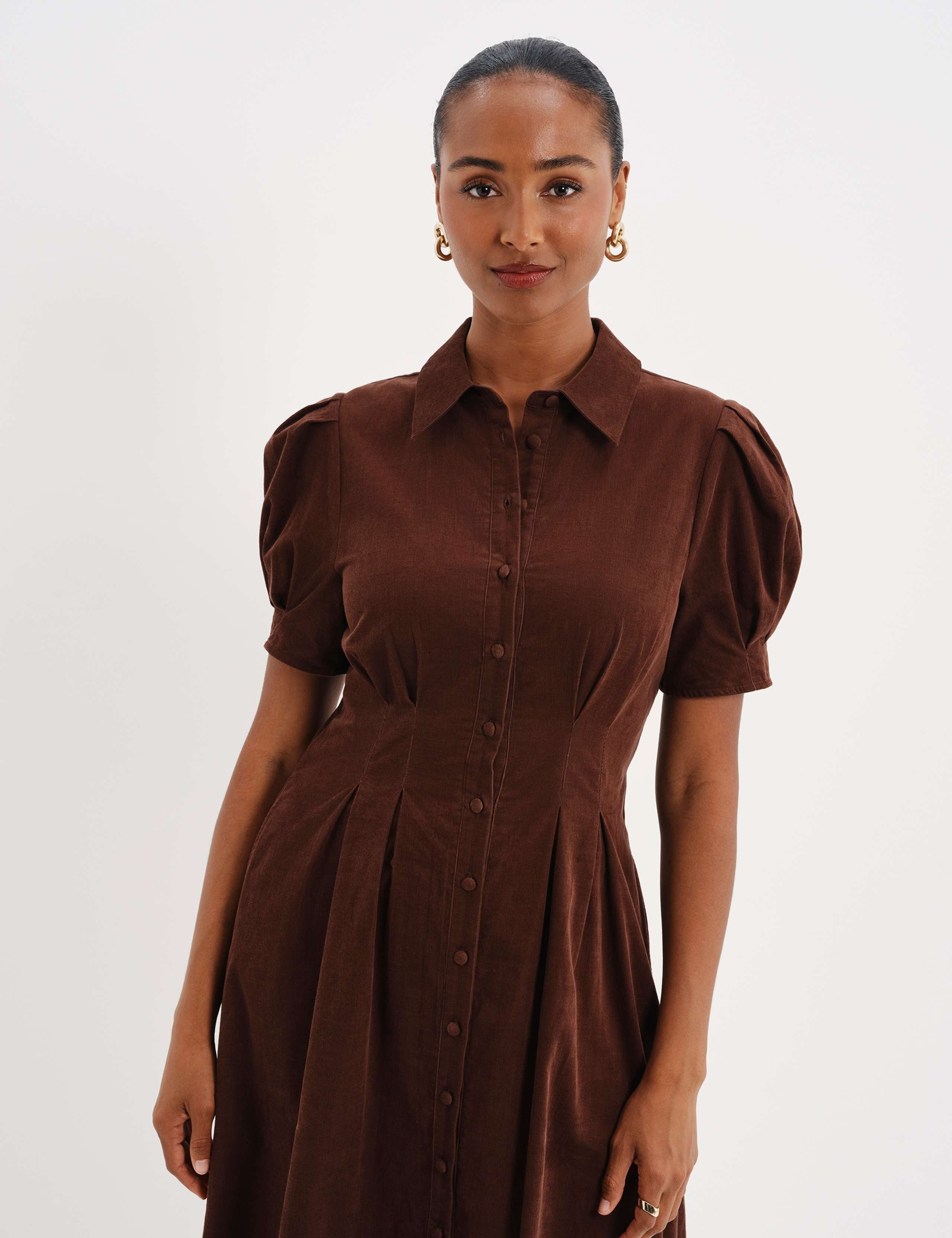 Cord Midi Shirt Dress 9 of 9