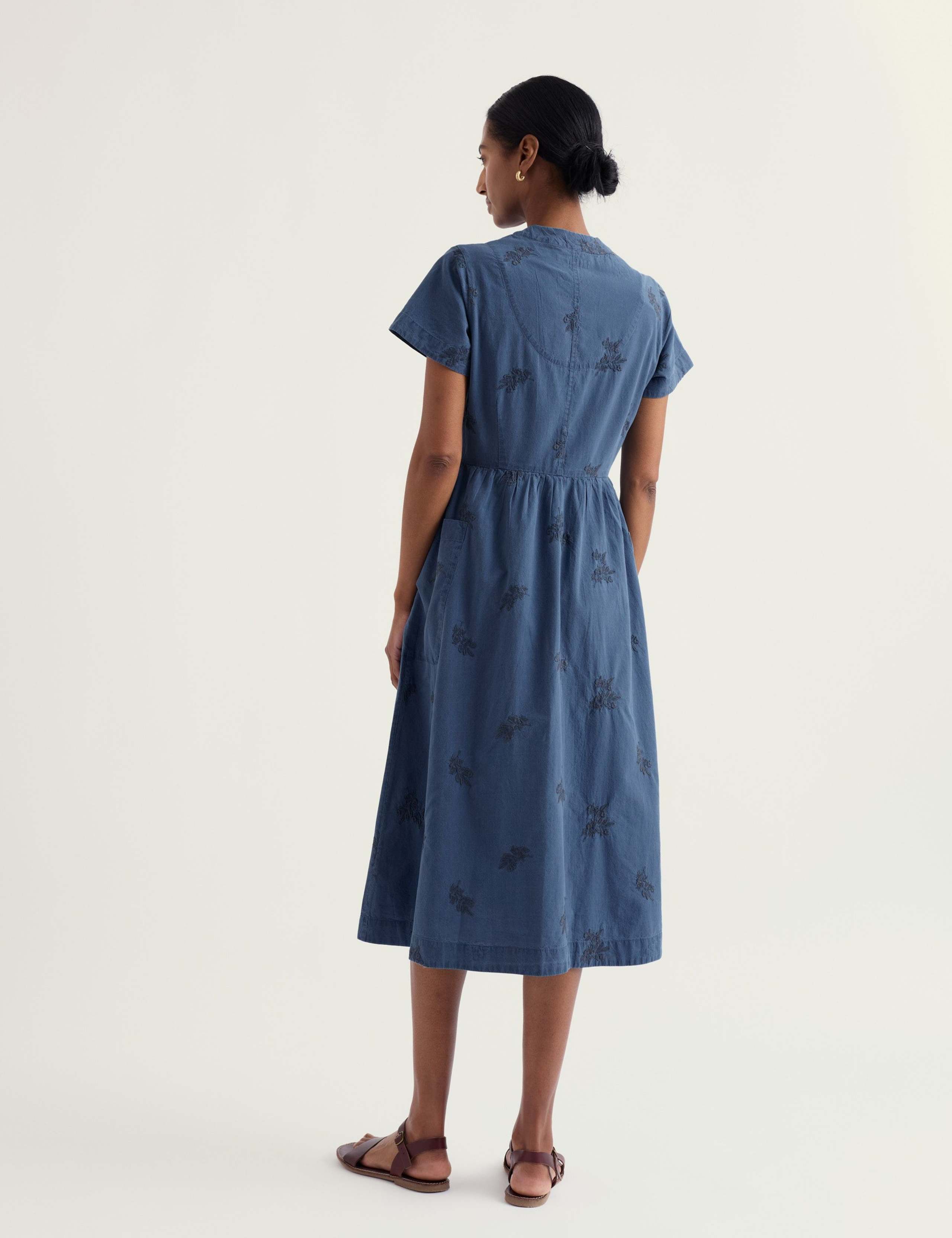 Pure Cotton Embroidered Midi Shirt Dress 4 of 5