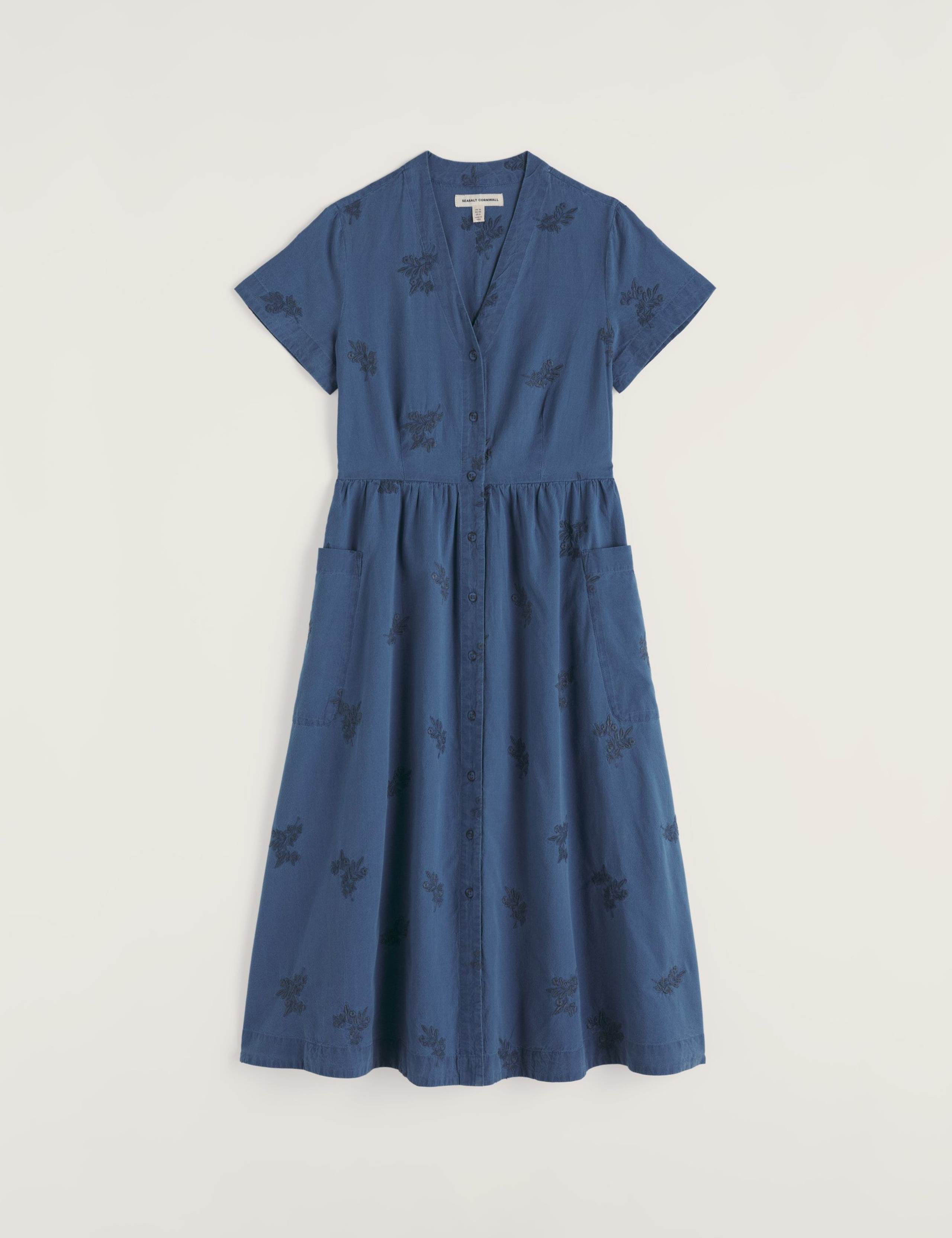 Pure Cotton Embroidered Midi Shirt Dress 2 of 5