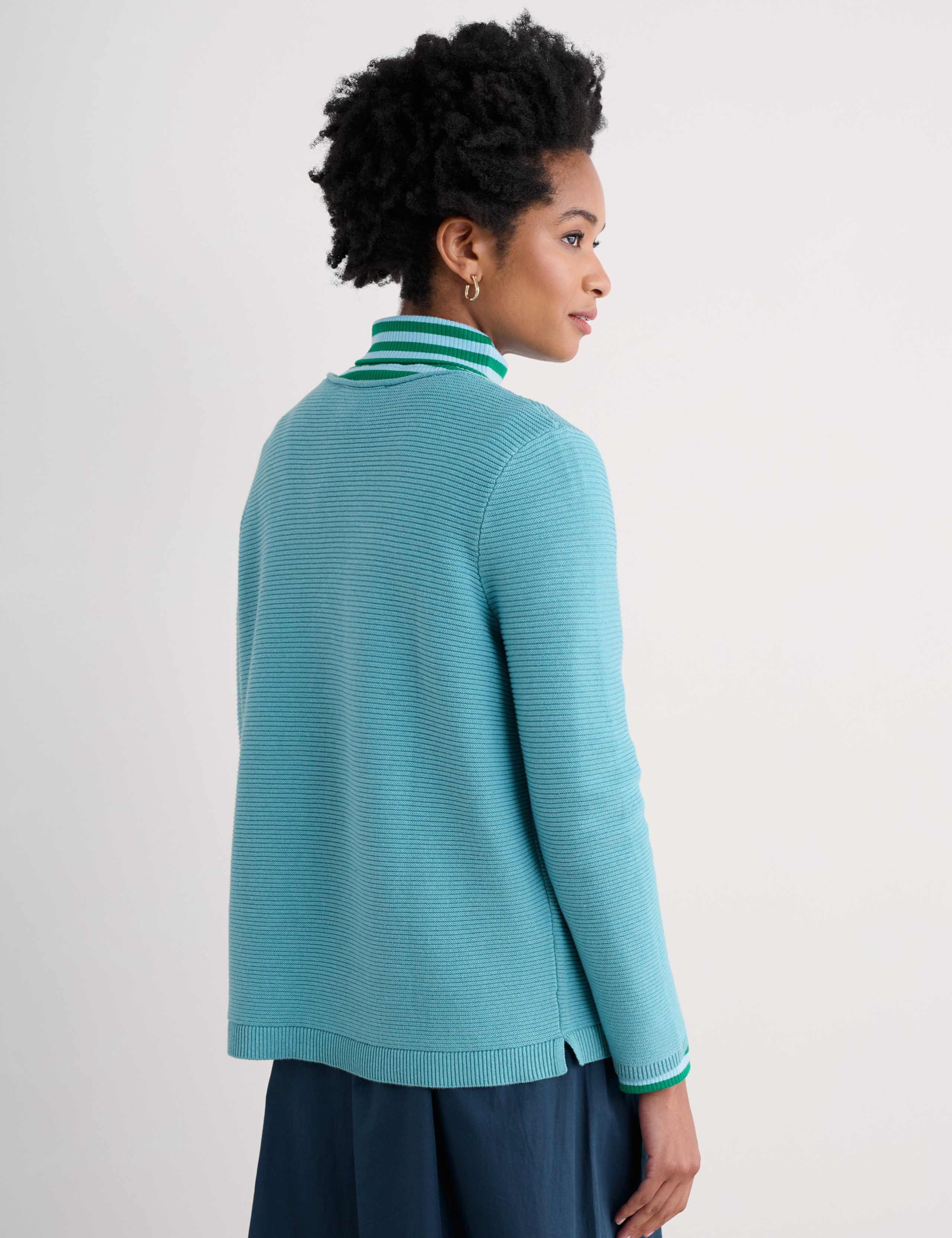 Pure Cotton Textured Crew Neck Jumper 3 of 4