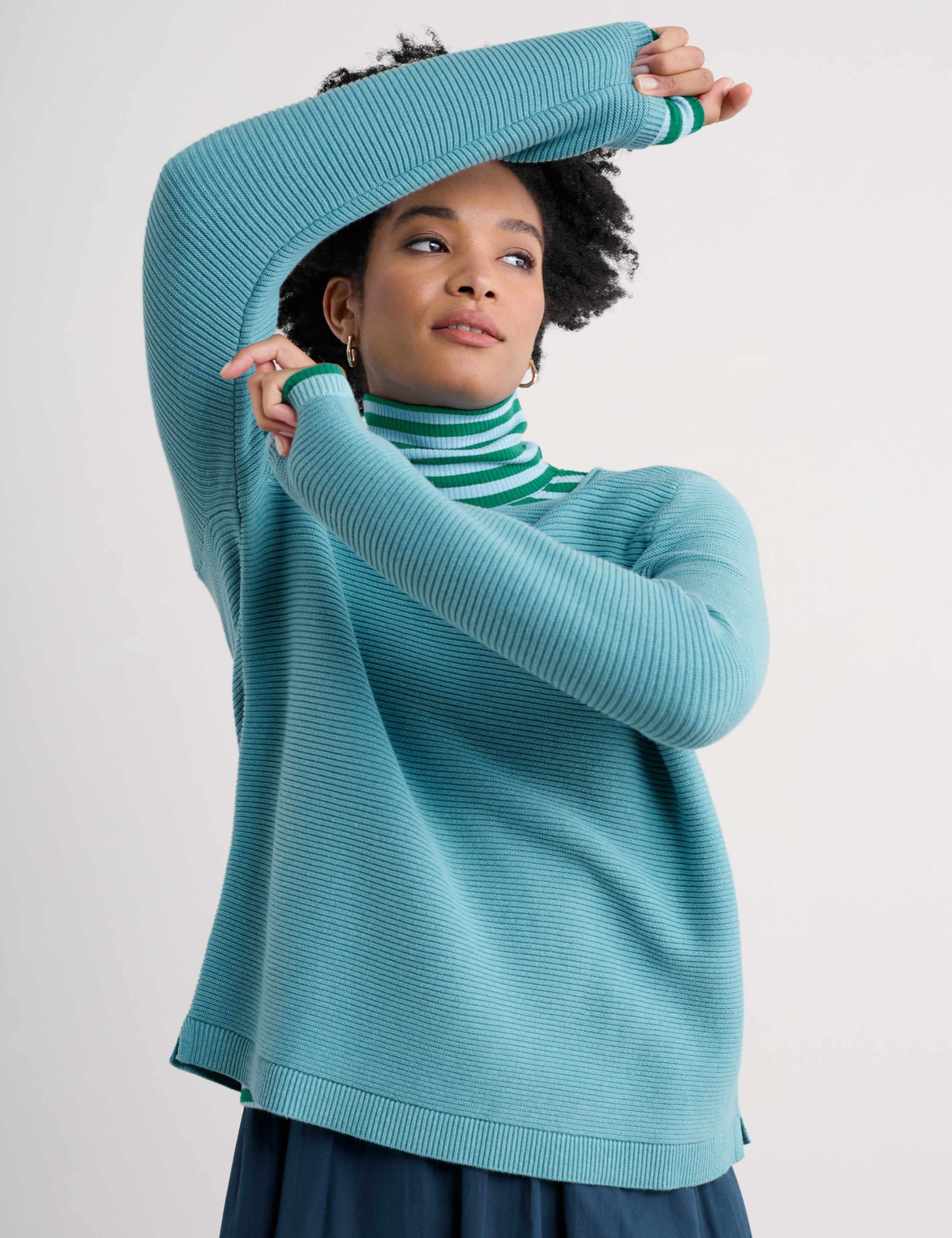 Pure Cotton Textured Crew Neck Jumper 4 of 4